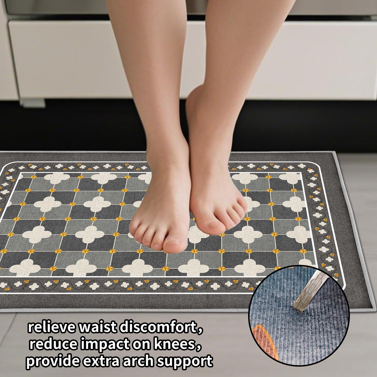 Tapis de cuisine antidérapants lavables anti-fatigue 43 x 150 cm Lot de 2