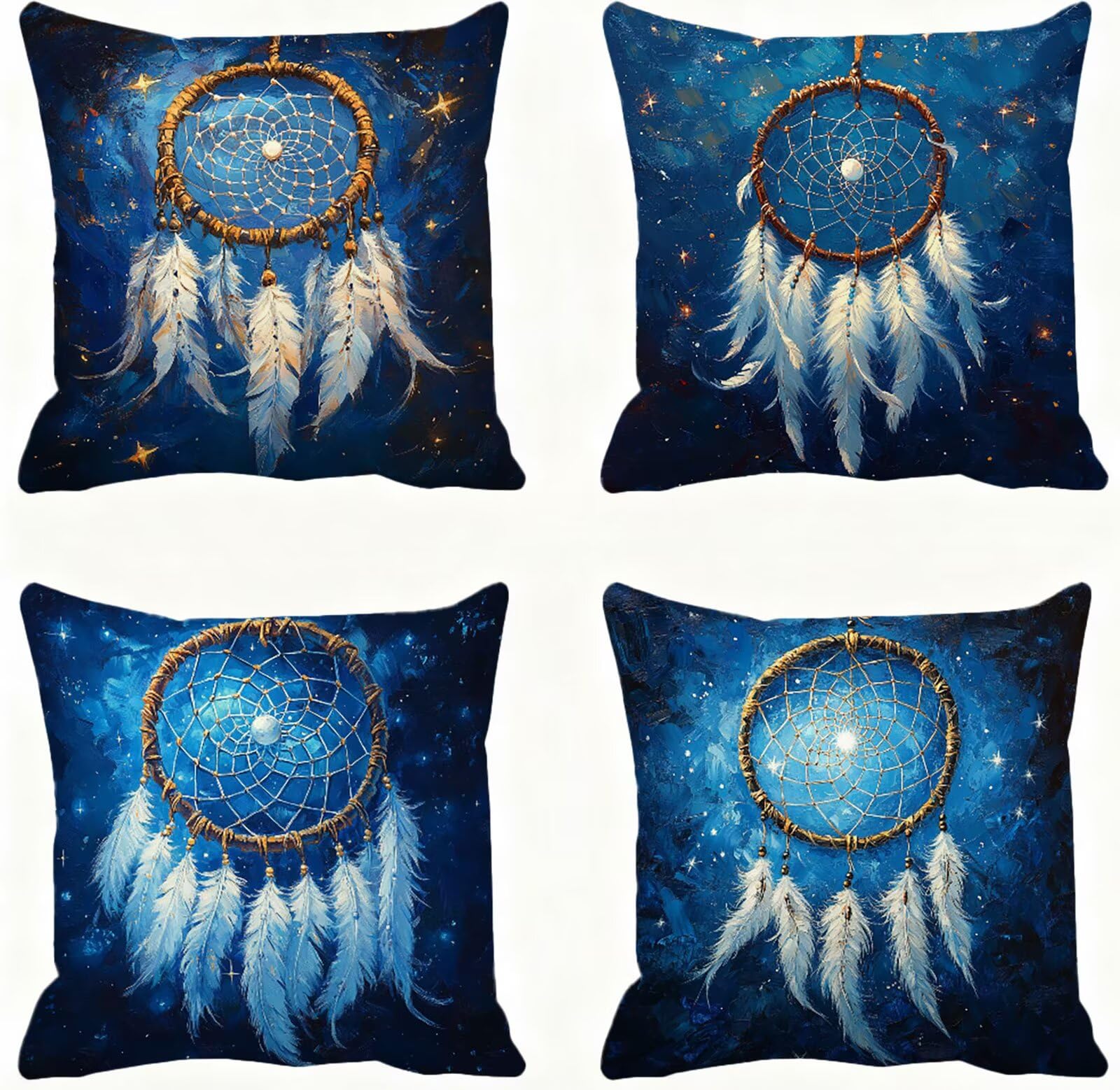Azul Funda Cojin 60x60 AtrapasueñOs Funda Almohada 60x60 Cojines Sofa Súper Suave Fundas Cojines Decorativos Fundas Almohadas 4 Piezas Cervicales y Cuello, para Hogar Cama Salon Decoracion E - 677