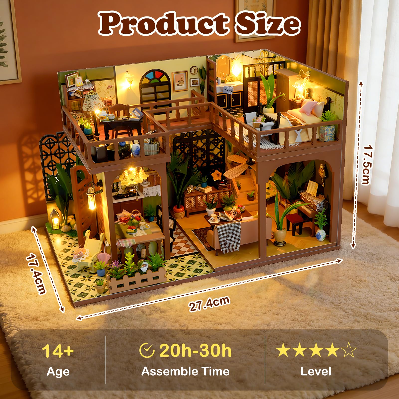 Kit de Miniaturas Adultos para Montar, Cabaña Loft Vintage, Maqueta DIY con Muebles, Manualidad Creativa para Estantería, Regalo Original para Cumpleaños y Día de la Madre