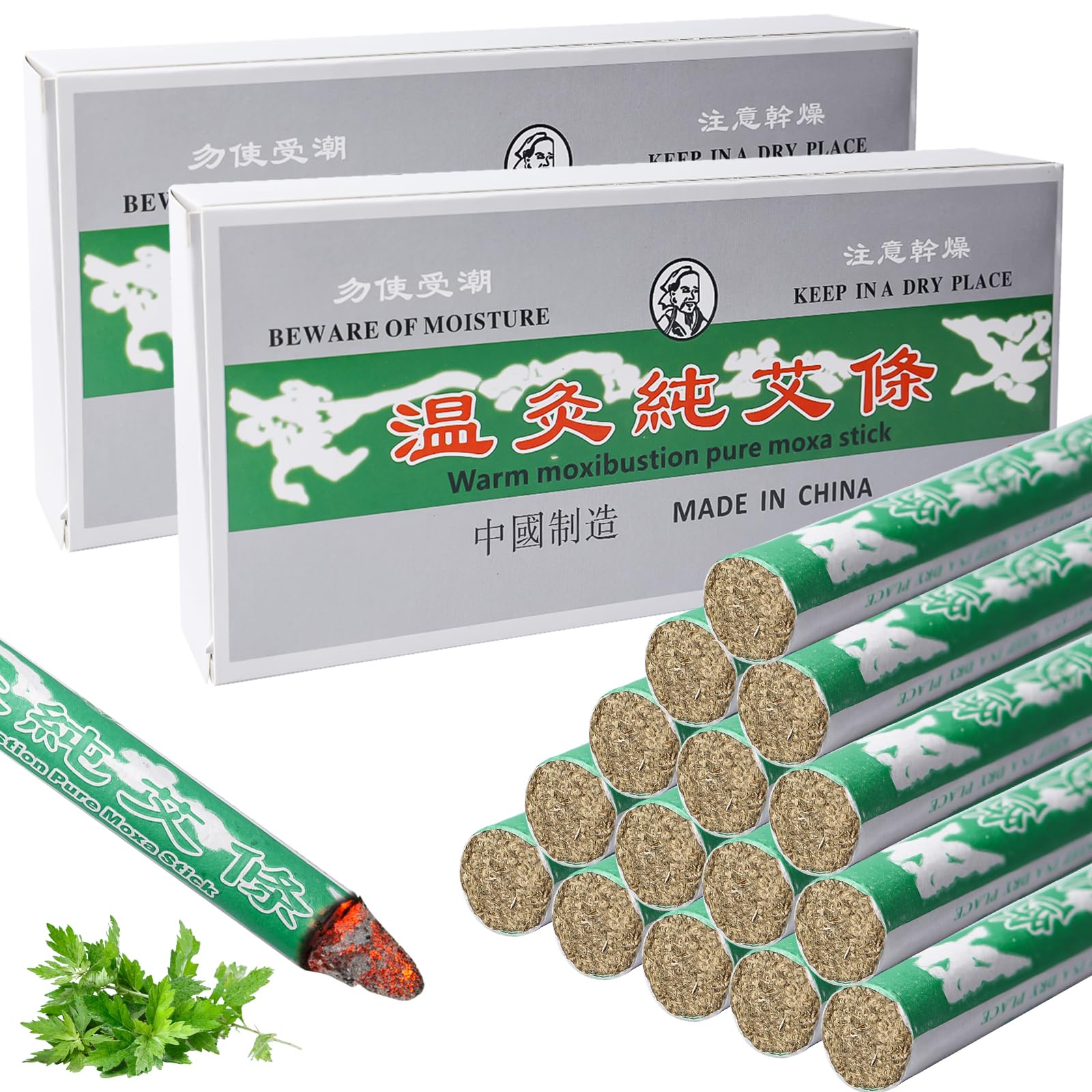 20 unidades de palitos de moxa naturales puros, moxa rollos, sin humo, moxa rollos, para moxibustión suave, cuidado de la salud, alivia el dolor del cuerpo, masaje