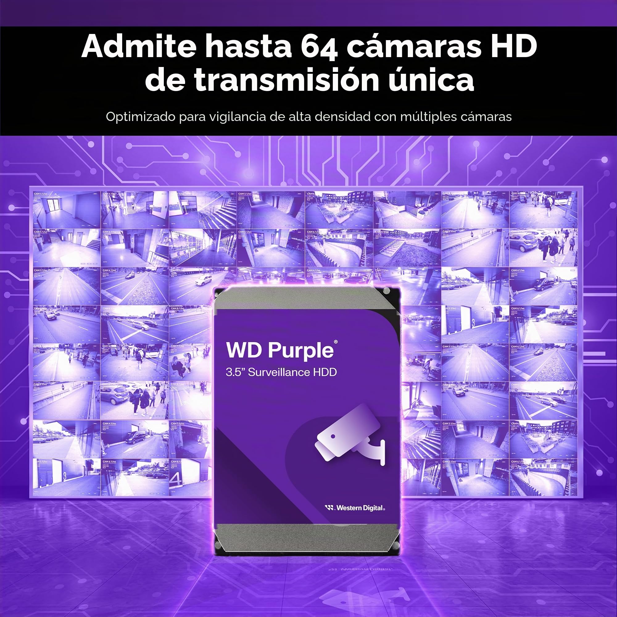 WD Purple 2TB para Videovigilancia, Disco Duro Interno 3,5