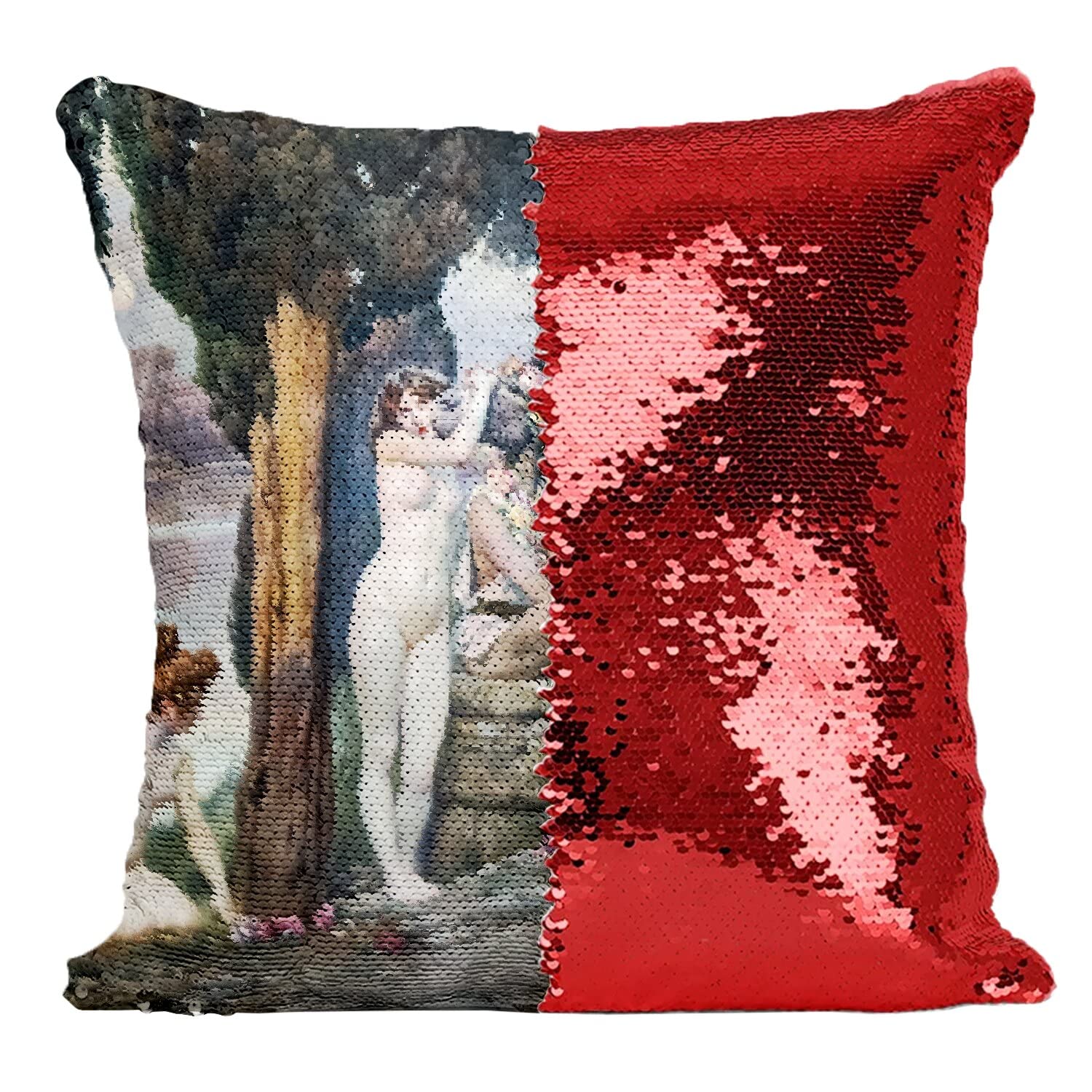 Coussin housse sequin rouge décoratif haut de gamme broderie d'art classique Titania