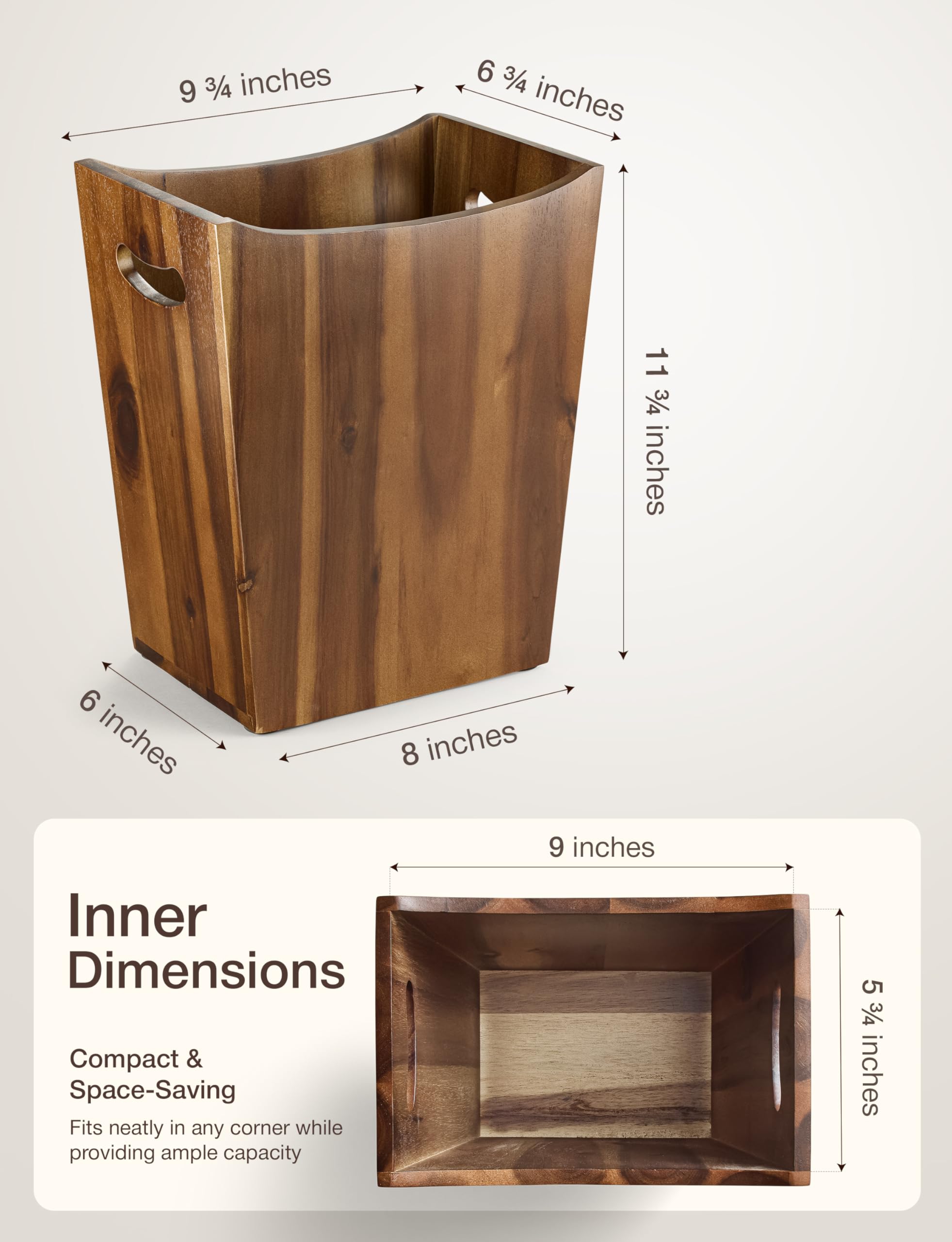 Cesta De Basura De Madera, Rústica Para Debajo Del Escritorio, Cubo De Basura Pequeño Con Asas Cuadradas Para El Hogar, Oficina, Sala De Estar, Dormitorio, Color Blanco