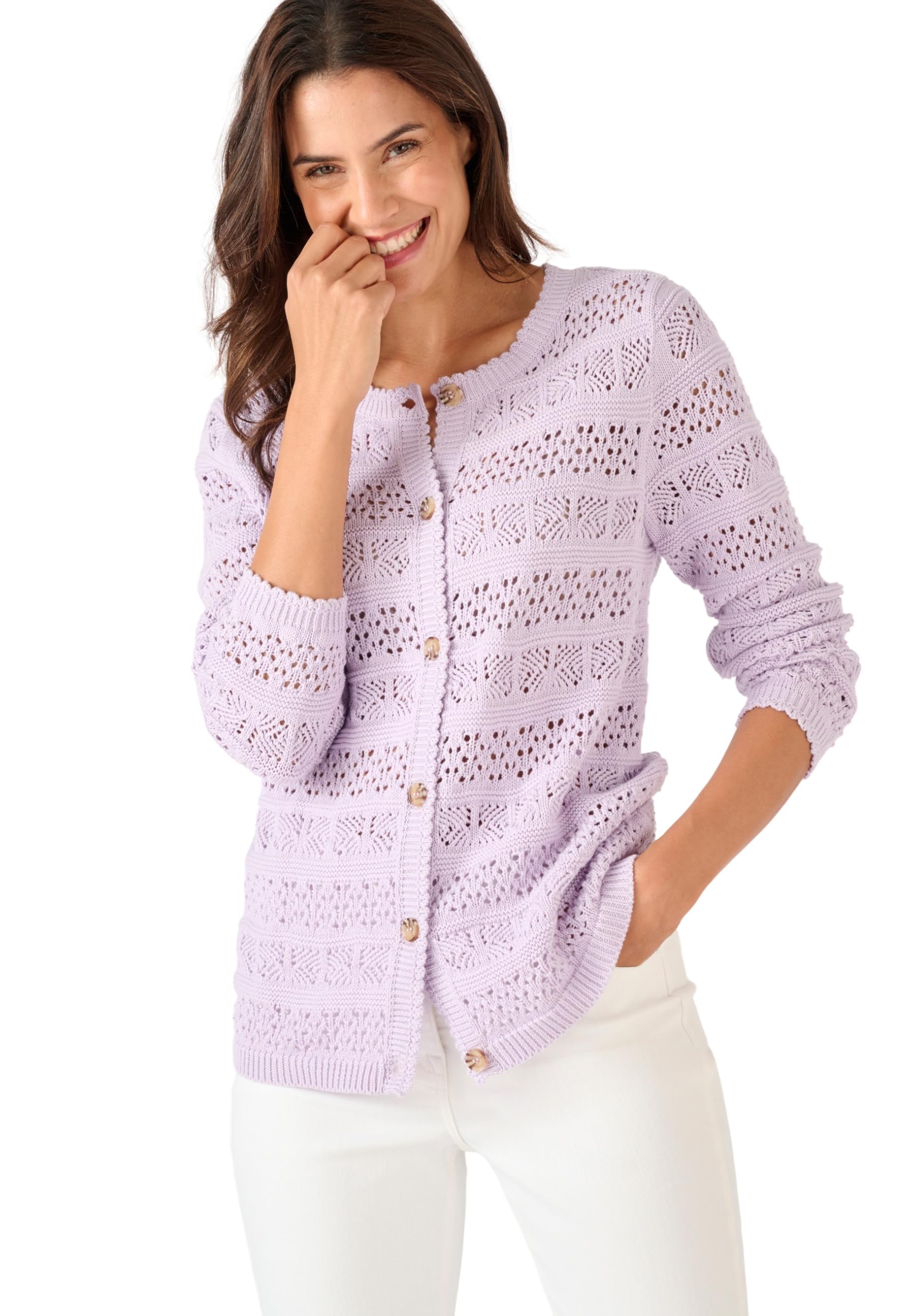 Damart - Fancy Stitch Cardigan, Lilac, 18/20