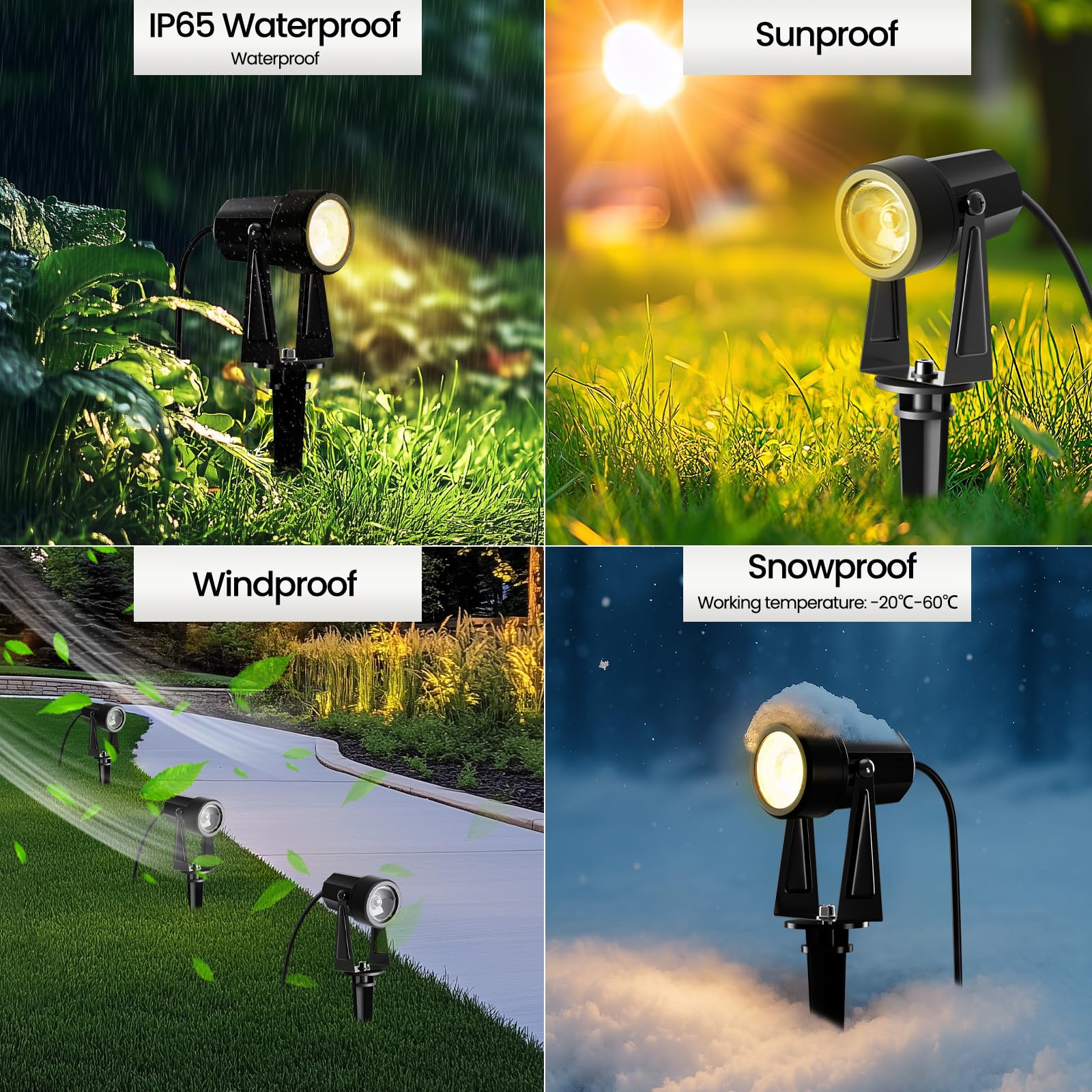 Bomcosy Garden Spotlights Mains Powered, 46FT/14M Landscape Lights - Image 4