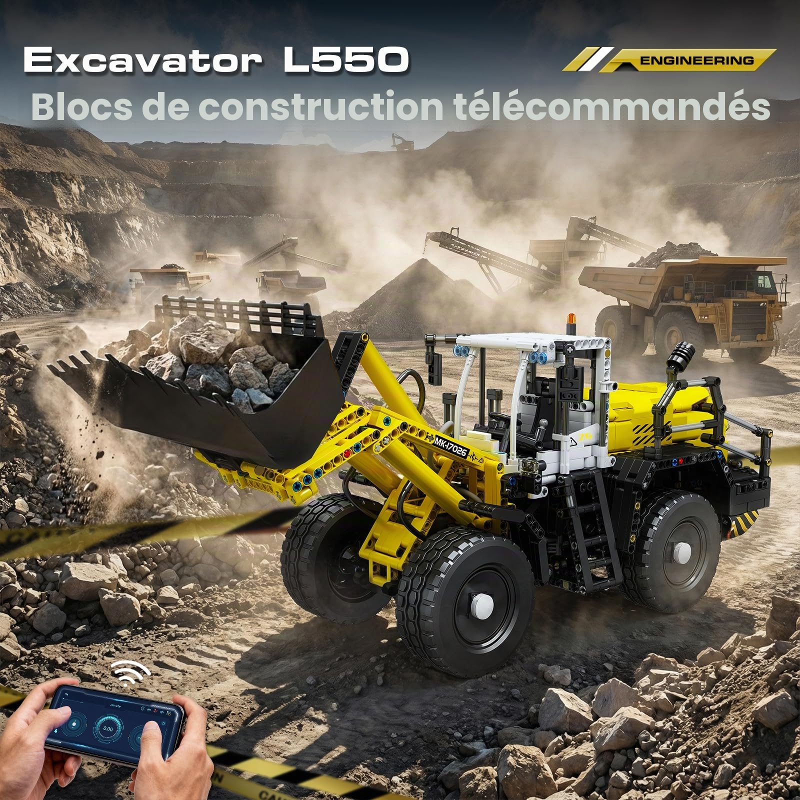 Mould King 17026 Technique RC Bulldozer, 1803 pièces Chargeur sur pneus pneumatique avec télécommande et moteurs, modèle de véhicule de construction Ensemble de construction cadeau pour adultes à