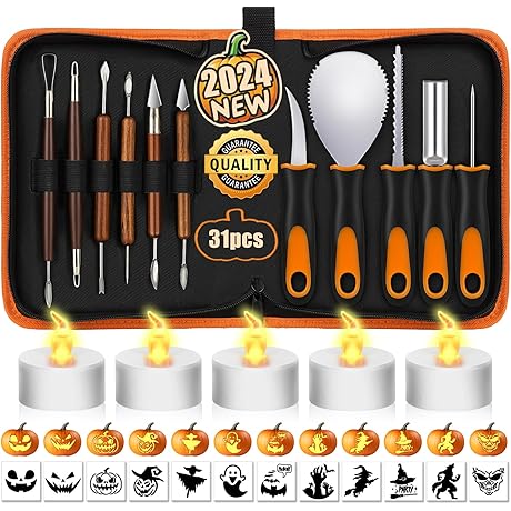 Halloween Pumpkin Carving Kit with Stencils and Tools