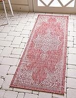 Vista 25 de Unique Loom Outdoor Traditional Collection - Alfombra de área, estilo antiguo (2' 7" x 10' Corredor, Gris carbón/Natural)