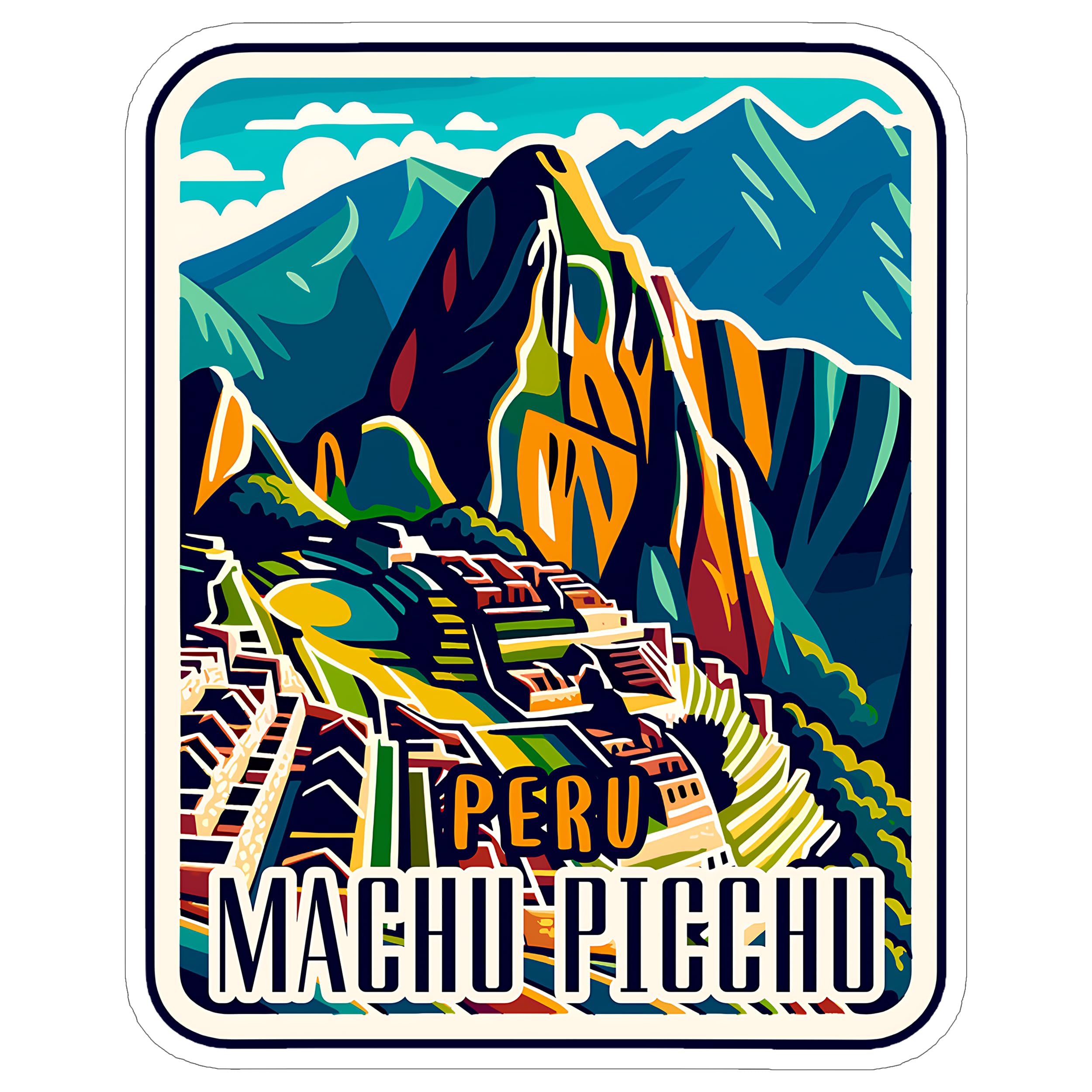 Machu Picchu Peru Sticker 4 Inch Inca Ruins City Travel Souvenir Destination - Waterproof Vinyl Decal for Laptop Water Bottle Car Tumbler - Durable Aesthetic Long-Lasting Stickers for Adults ID44990