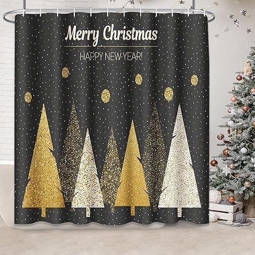 Miniatura 2 de ArtSocket Juego de baño rústico de Navidad con cortina de ducha y alfombras y accesorios, juego de cortinas de ducha desgastadas estilo casa de