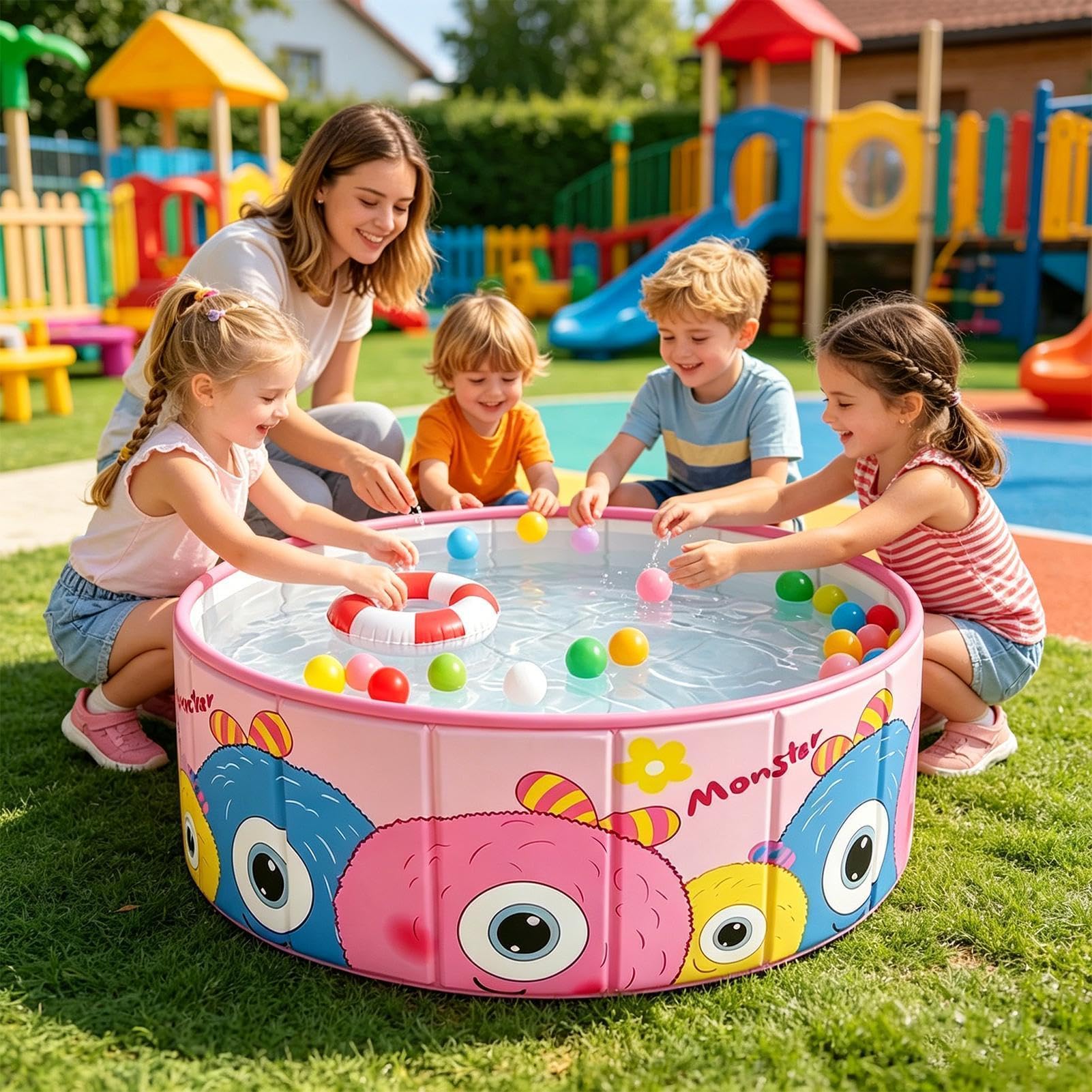Piscina Plegable Tina de Baño Antideslizante No Inflable | Piscina Infantil para Niños para Patio Exterior Playa Verano Niños Niñas Perros