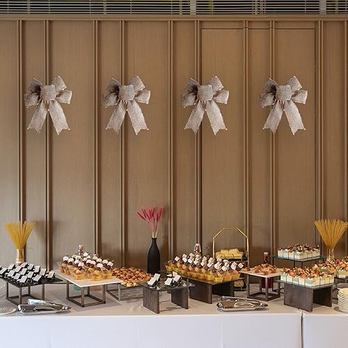 Miniatura 5 de Arcos rústicos de yute para coronas de arpillera, lazos para decoración de árbol de Navidad para boda, vacaciones, cumpleaños, fiesta, decoración de