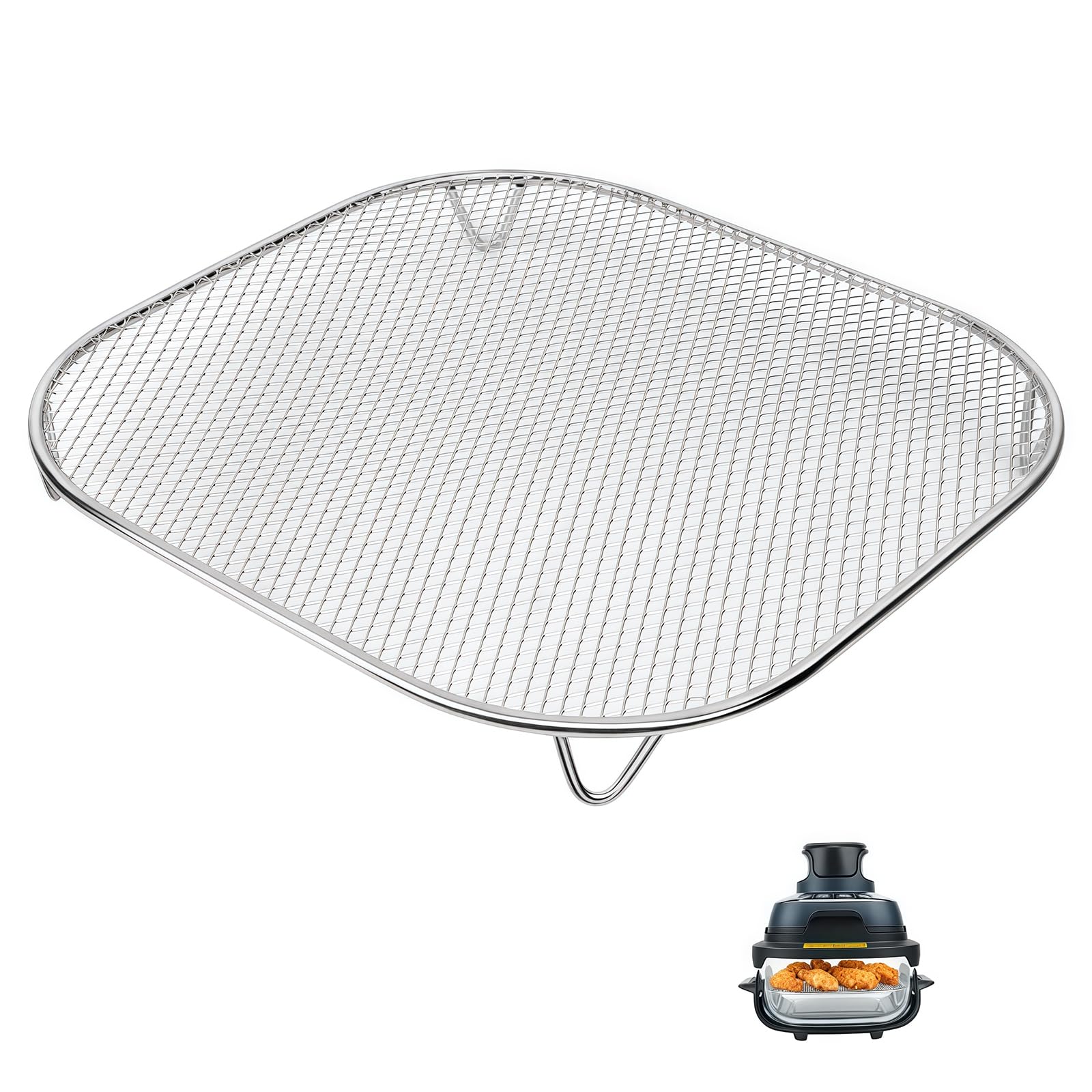 Radiella Air Fryer Tray Replacement for Ninja Crispi Fn100 & Pro As101, Silver Stainless Steel Wire Mesh Basket with Legs, Air Fryer Accessories for Ninja Crispi, Food Grade SUS304 Rack
