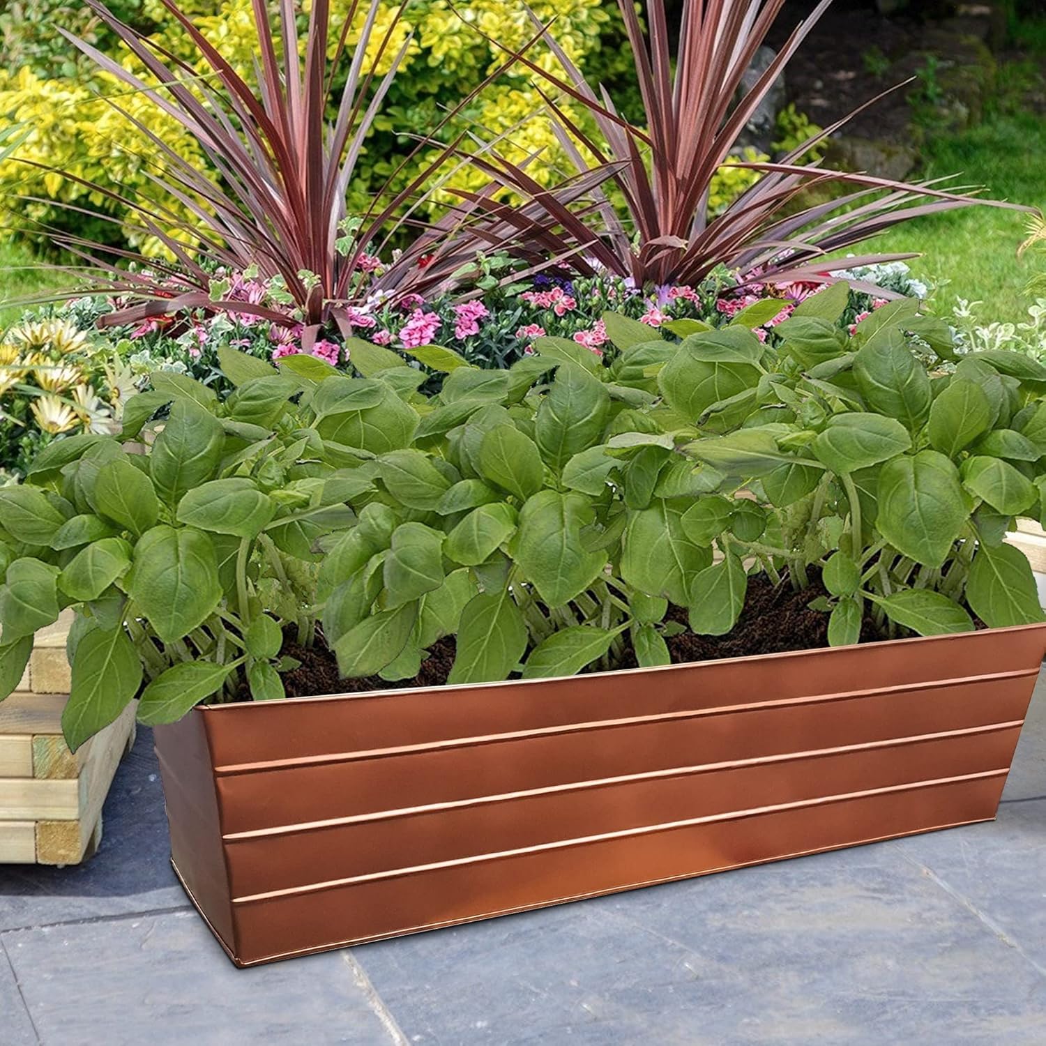 Large Copper Galvanized Steel Rectangular Flower Planter Box