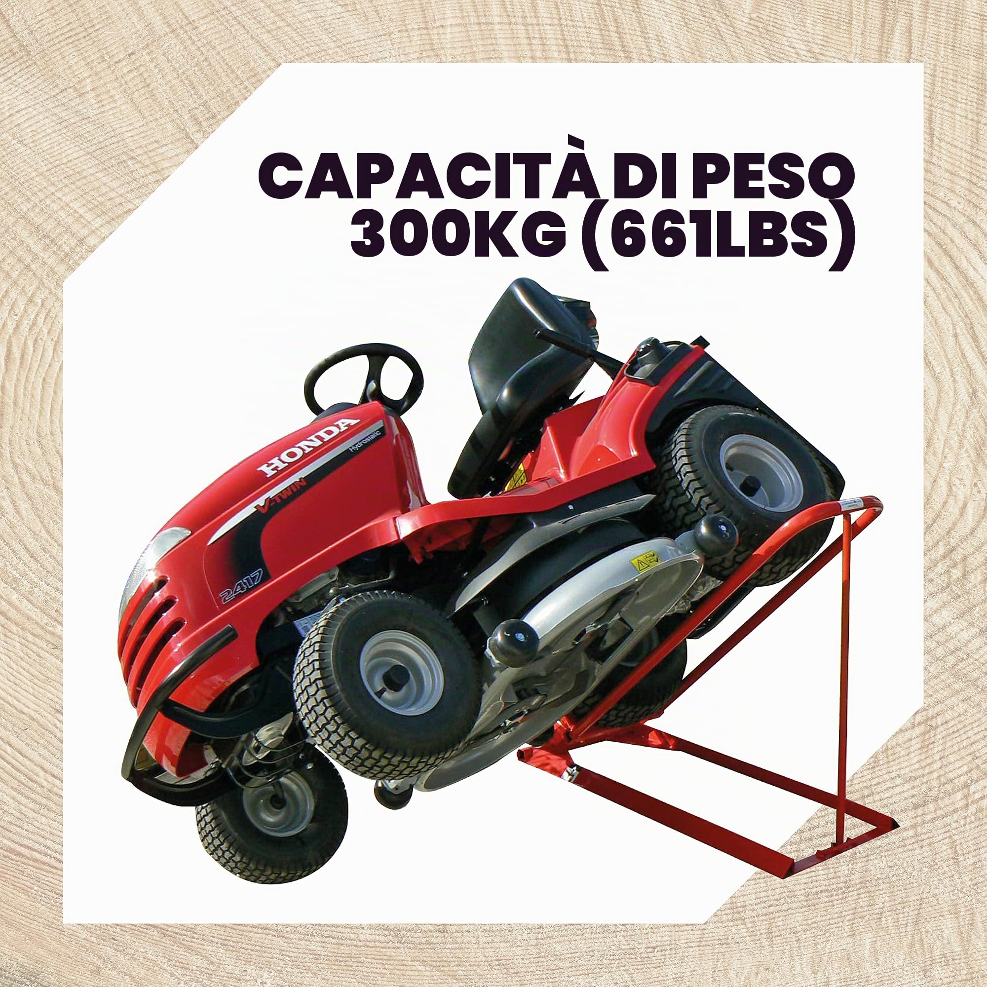 Oregon Clip Lift, Sollevatore/Martinetto Idraulico Pieghevole per la Manutenzione di Trattorini Tosaerba da Giardino, con Design Roll - On - Roll - Off e Cinghia di Sicurezza, Solleva fino a 300 kg