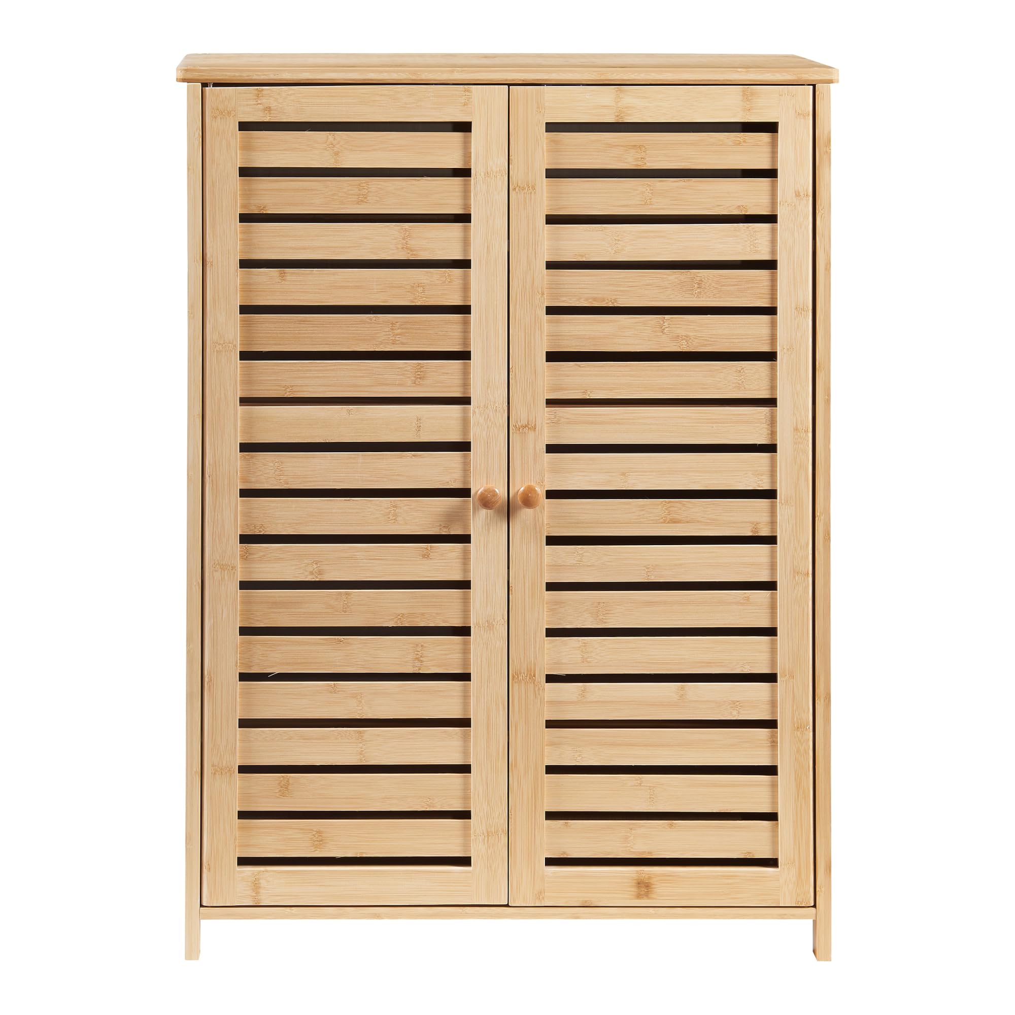 [en.casa] Mueble Zapatero Armario de 5 Niveles Estantería con 5 Estantes y Puertas de Rejilla para 10 Pares de Calzados Buena Ventilación de Bambú 88 x 66 x 33 cm - Natural