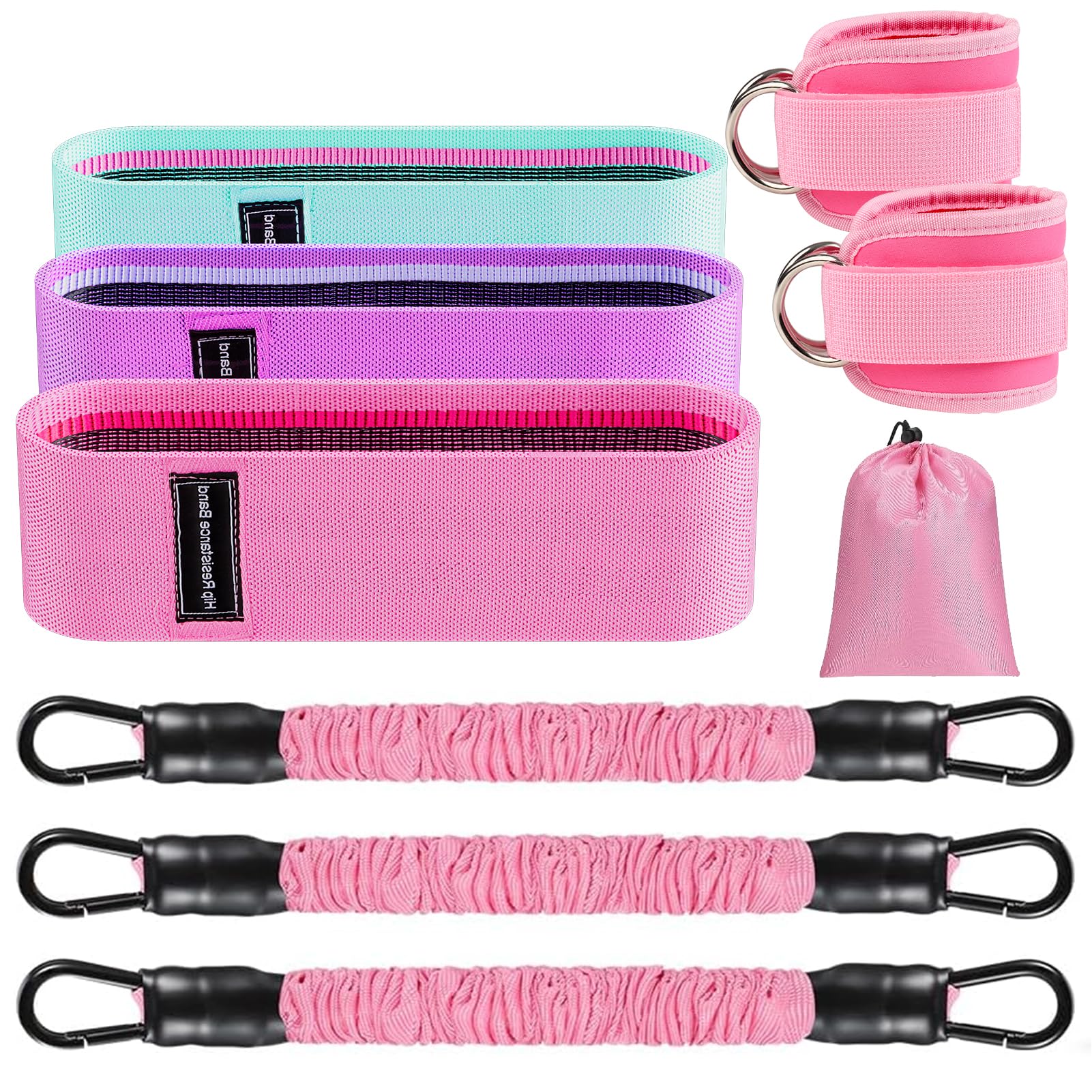 11 Pcs Ankle Resistance Bands with Cuffs, Glutes Workout Ankle Weights for Women Working Out, Exercise Bands Set with Ankle Straps for Leg Butt Exercise Equipment - Perfect for Home Workouts