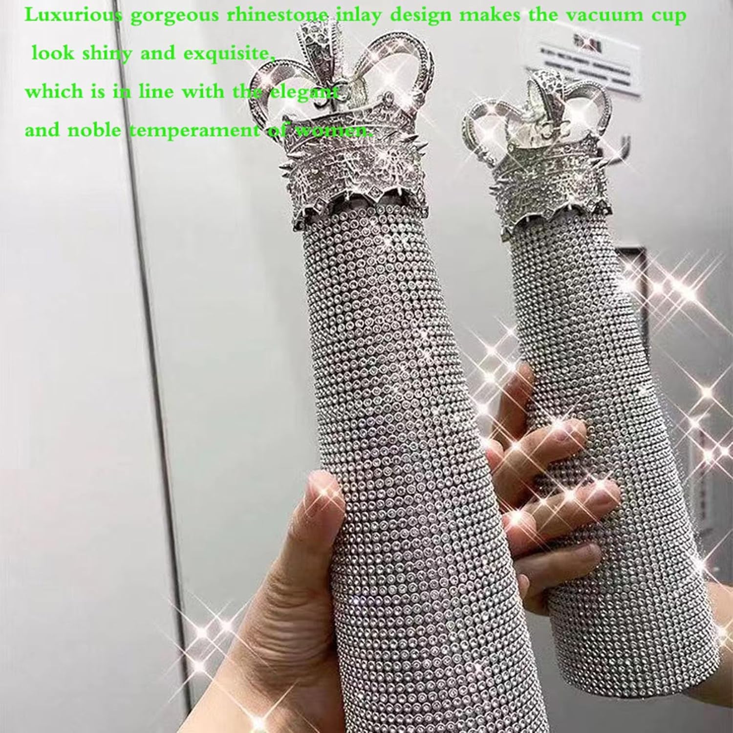 Diamentowa termos, butelka termiczna, kubek termiczny Kubek podróżny Bling Rhinestone Shinning Butelka na wodę Diamentowa kolba ze stali nierdzewnej Butelka próżniowa do domu Boże Narodzenie Walentynk