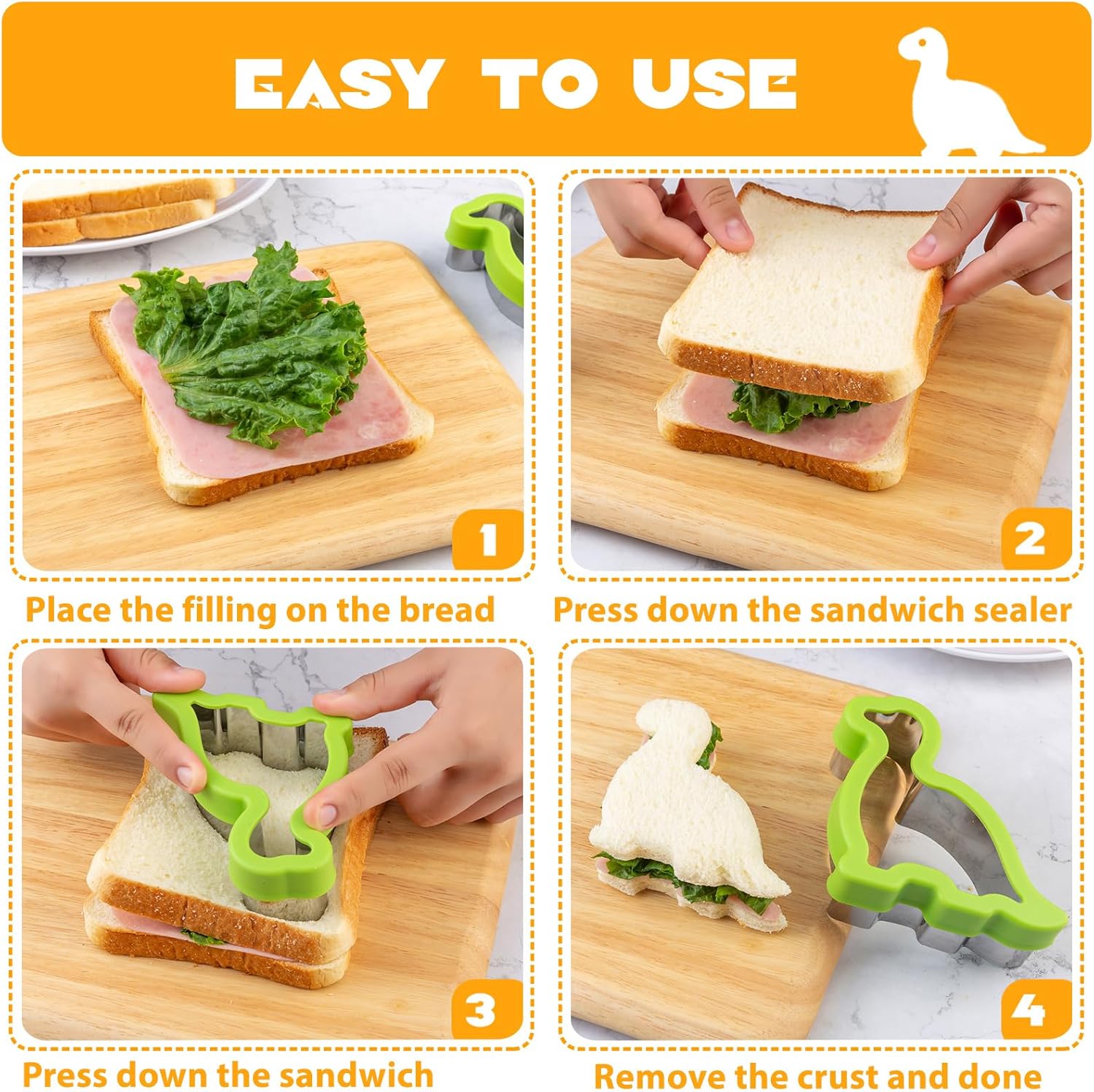 Dinosaur Cookie Cutters 9 Set, Nifogo Stainless Steel Shaped Cookie Candy Food Cutters Molds for DIY, Kitchen, Baking, Kids Dinosaur Theme Birthday Party - Image 5