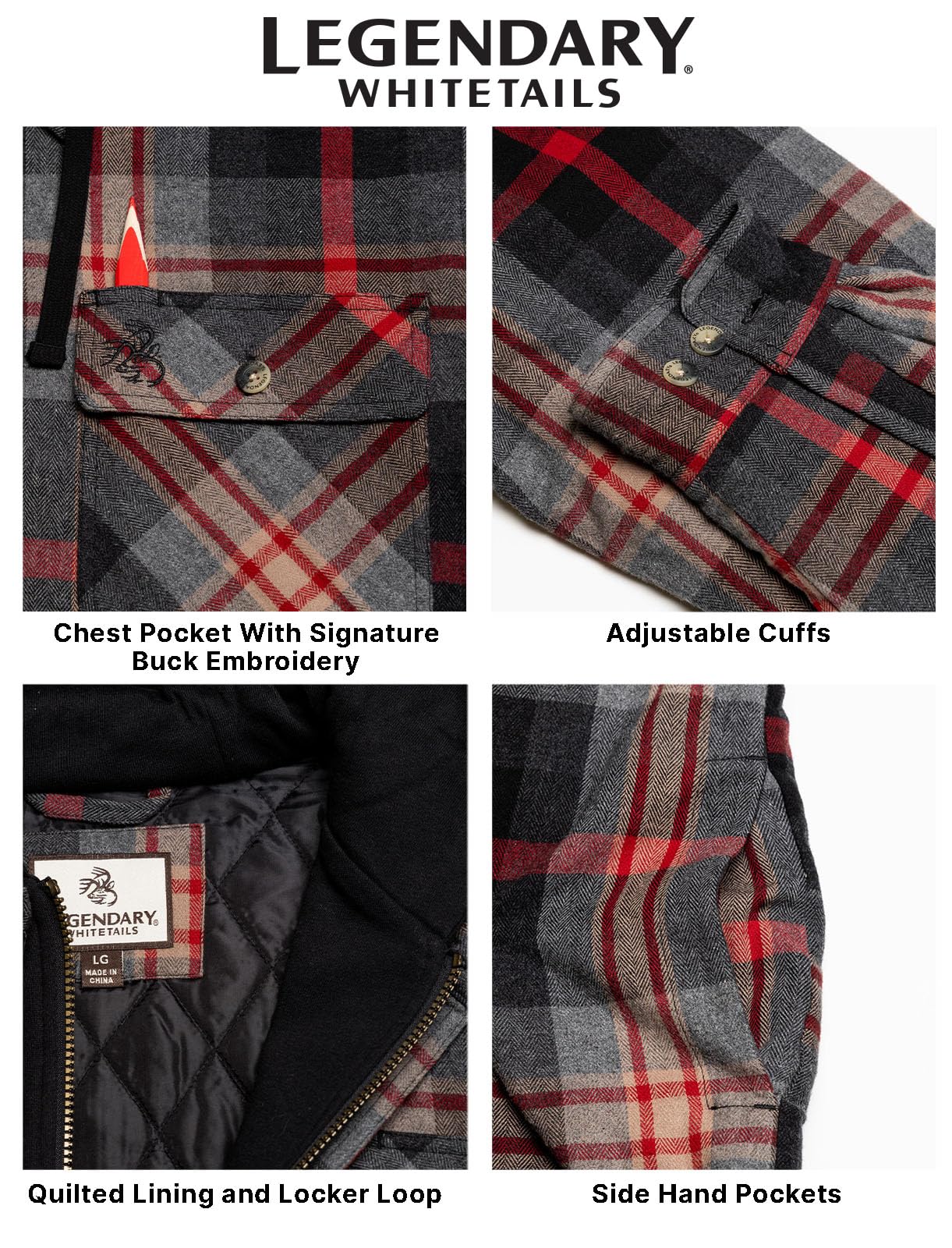Legendary Whitetails Długi rękaw męski Maplewood Hooded Shirt Jacket
