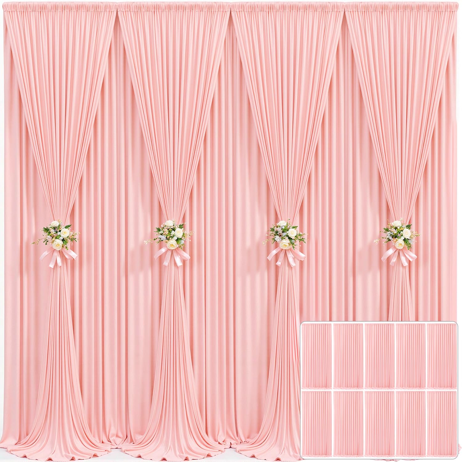 10x10 Champagne Backdrop Curtain for Parties Wedding Baby Shower Wrinkle Free Photo Curtains Backdrop Drapes Fabric Decoration for Bridal Shower 5ft x 10ft,2 Panels — view 110