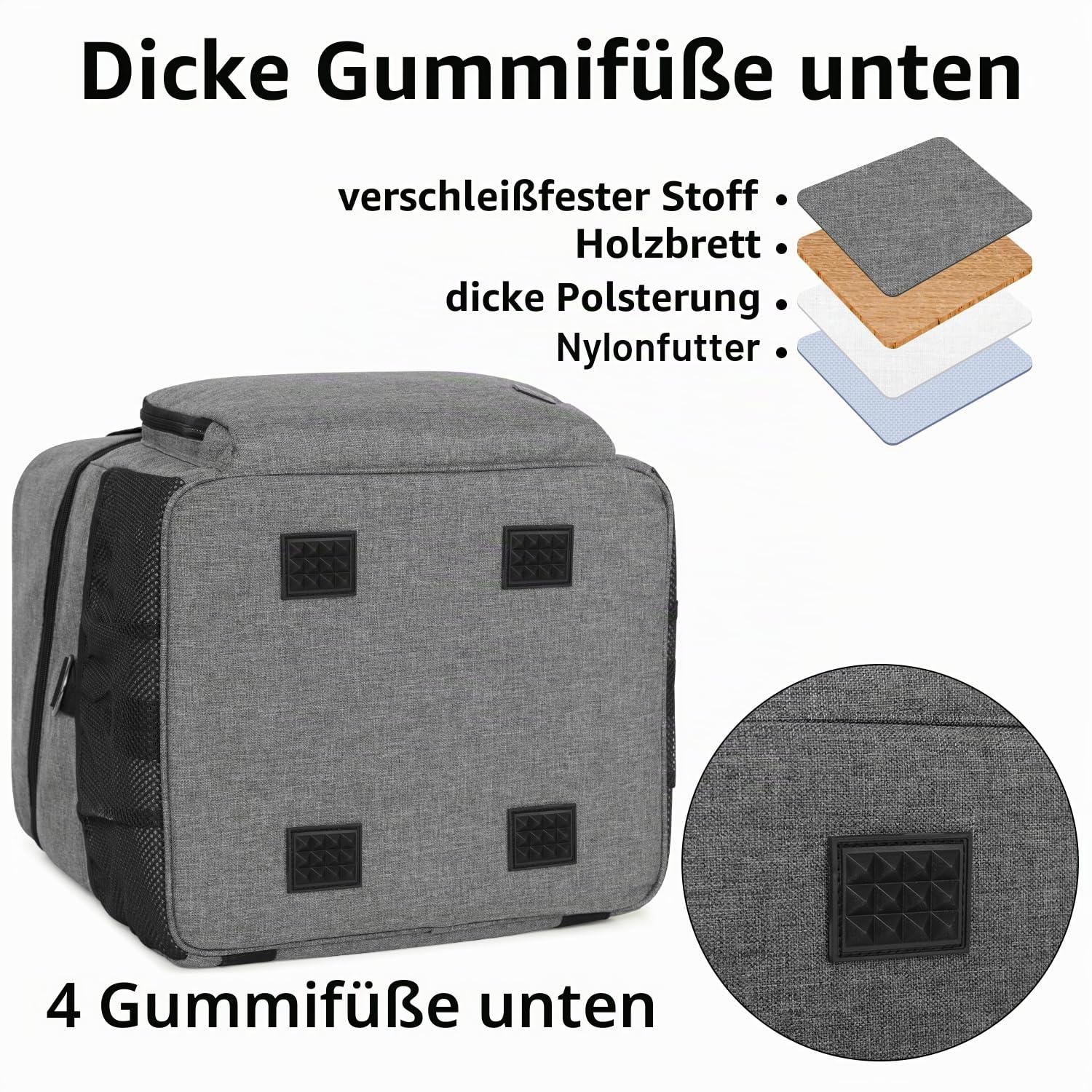 Luxja Overlock Tasche für Overlock Maschinen, Overlocktasche für Aufbewahrung Overlock-Nähmaschinen, Coverlocktasche für Transport Overlockmaschine und Zubehör, 33CM x 30,5CM x 34CM, Grau