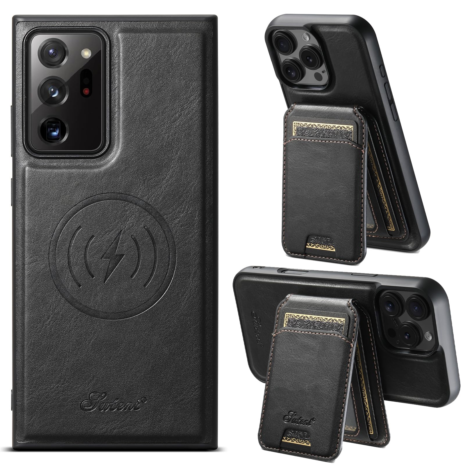 PASNEW Wallet Case for Samsung Galaxy Note20 Ultra,Compatible with Magsafe Wireless Charging Leather Shockproof Hard Shell Cases Note20Ultra 5G Card