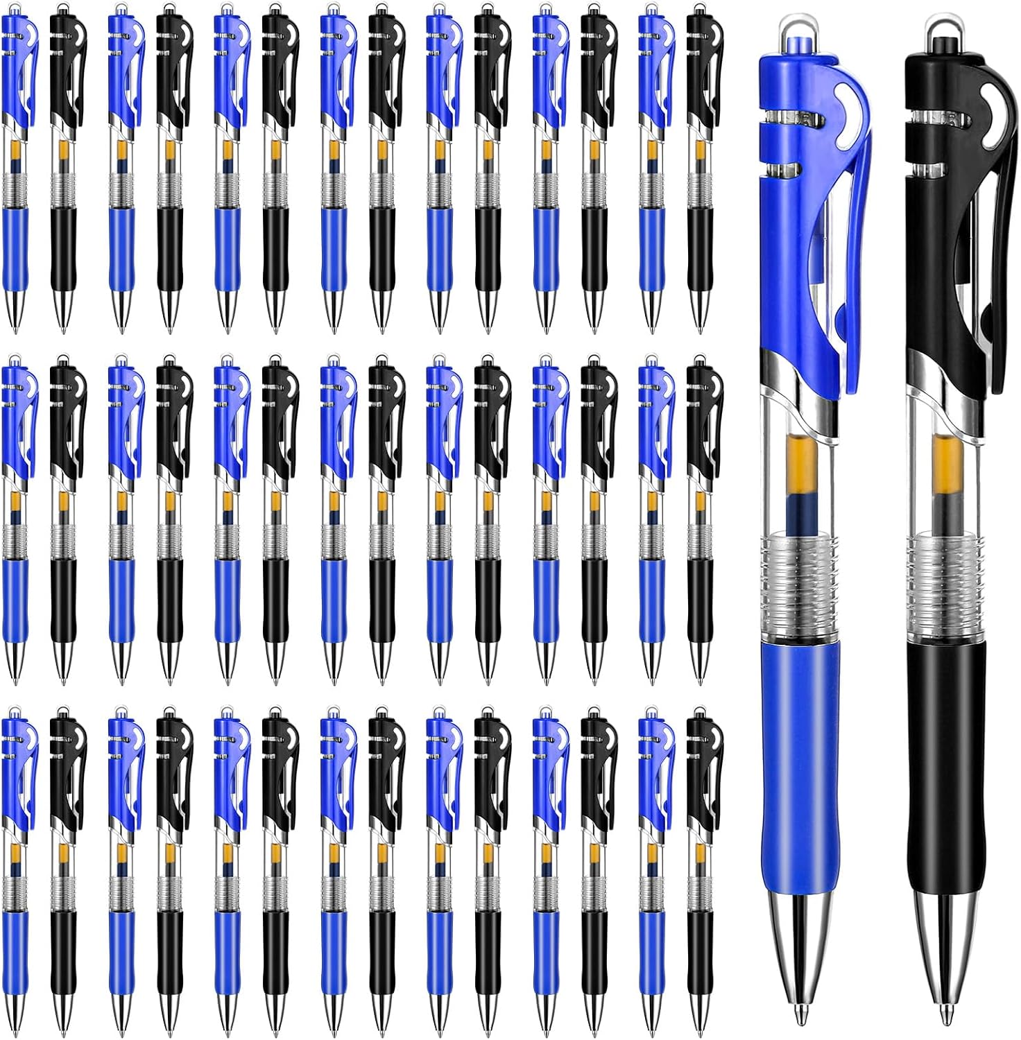 Kifmurase 200 Pcs Retractable Ballpoint Pen Bulk Medium Point 1.0mm Smooth Writing Pens with Grip, Blue & Black Ink Gel Pens for Work Journal Writing Office School Supplies