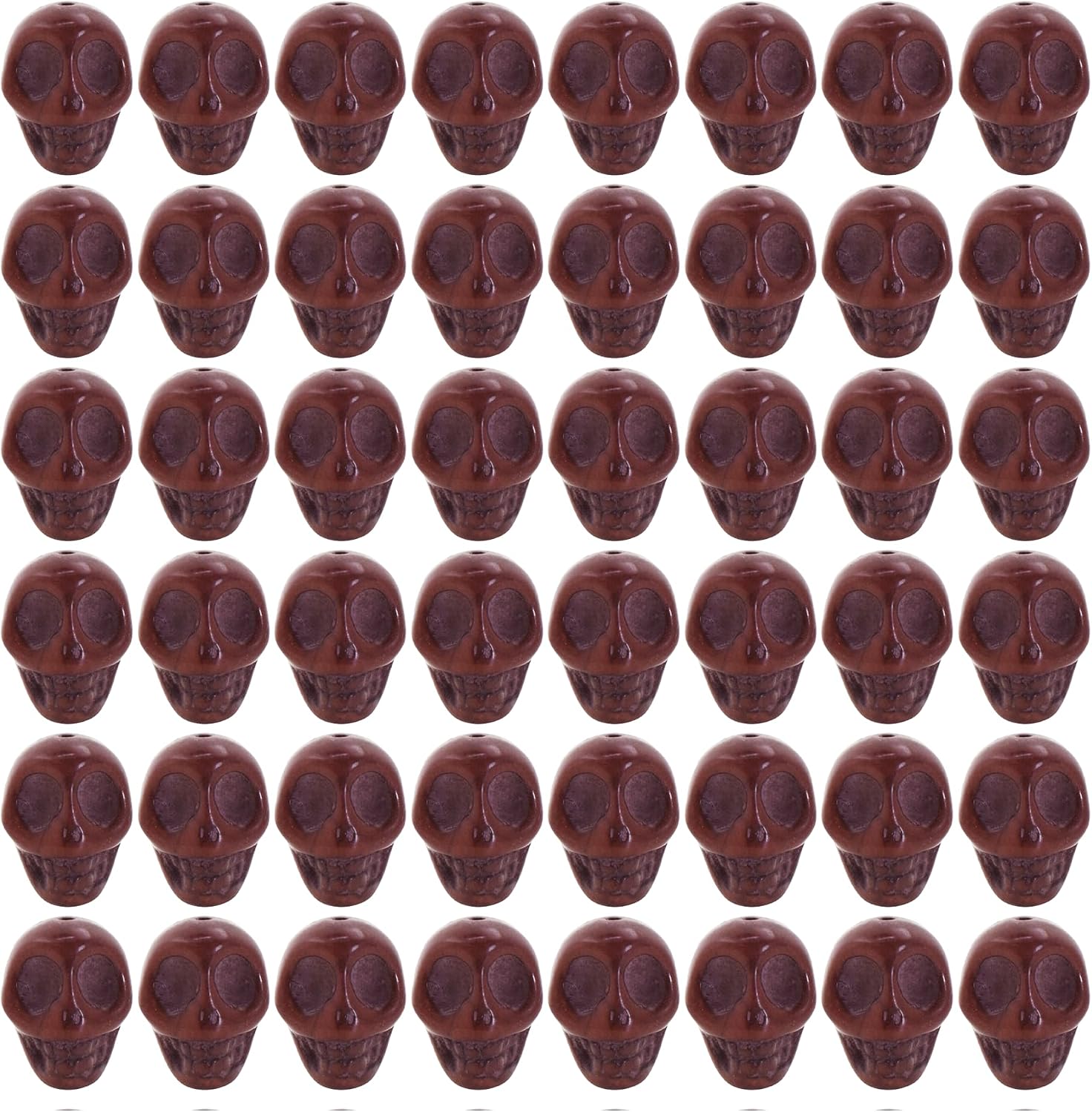 Mandala Crafts 25 PCs 14mm Small Brown Skull Beads for Jewelry Making - Bulk Goth Howlite Carved Skeleton Brown Head Beads for Charms, and Necklaces