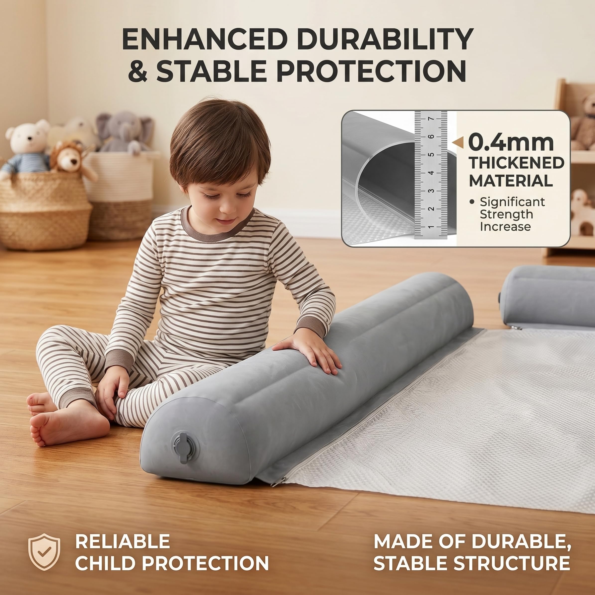 Paraurti per letto portatile da 2 pacchi, sponde per letto gonfiabili da 51x8x6 pollici, paraurti da viaggio lavabili antiscivolo per divano, hotel