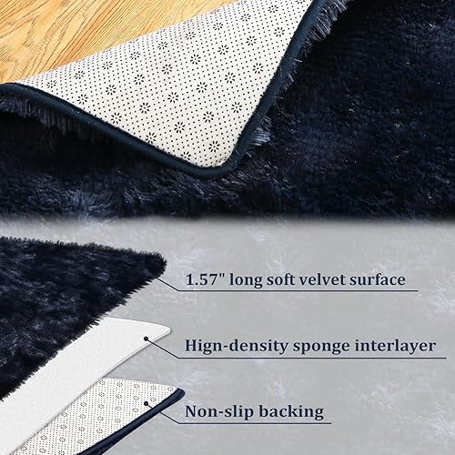 Miniatura 4 de IMINROME Alfombras de pasillo esponjosas de 2 x 6 pies, alfombra suave de felpa lanuda para dormitorio, sala de estar, teñido anudado