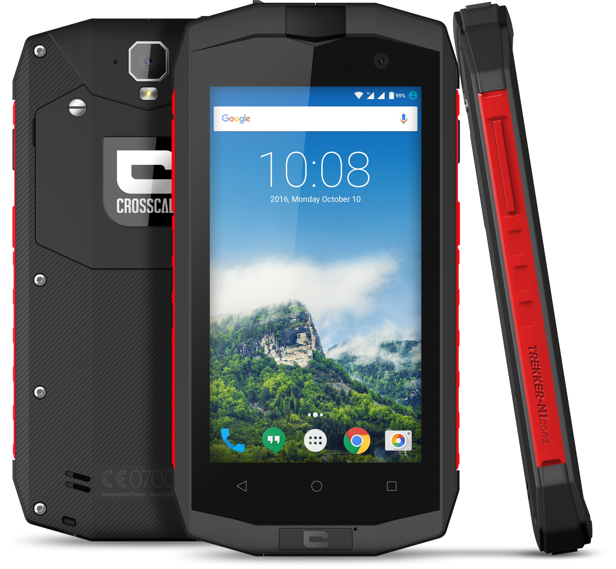 CROSSCALL Trekker-M1 Core - Odnowiony smartfon klasy A - odblokowany 4G (ekran: 4,5 cala - 16 GB - Mono Micro-SIM - Android) Czarny/Czerwony
