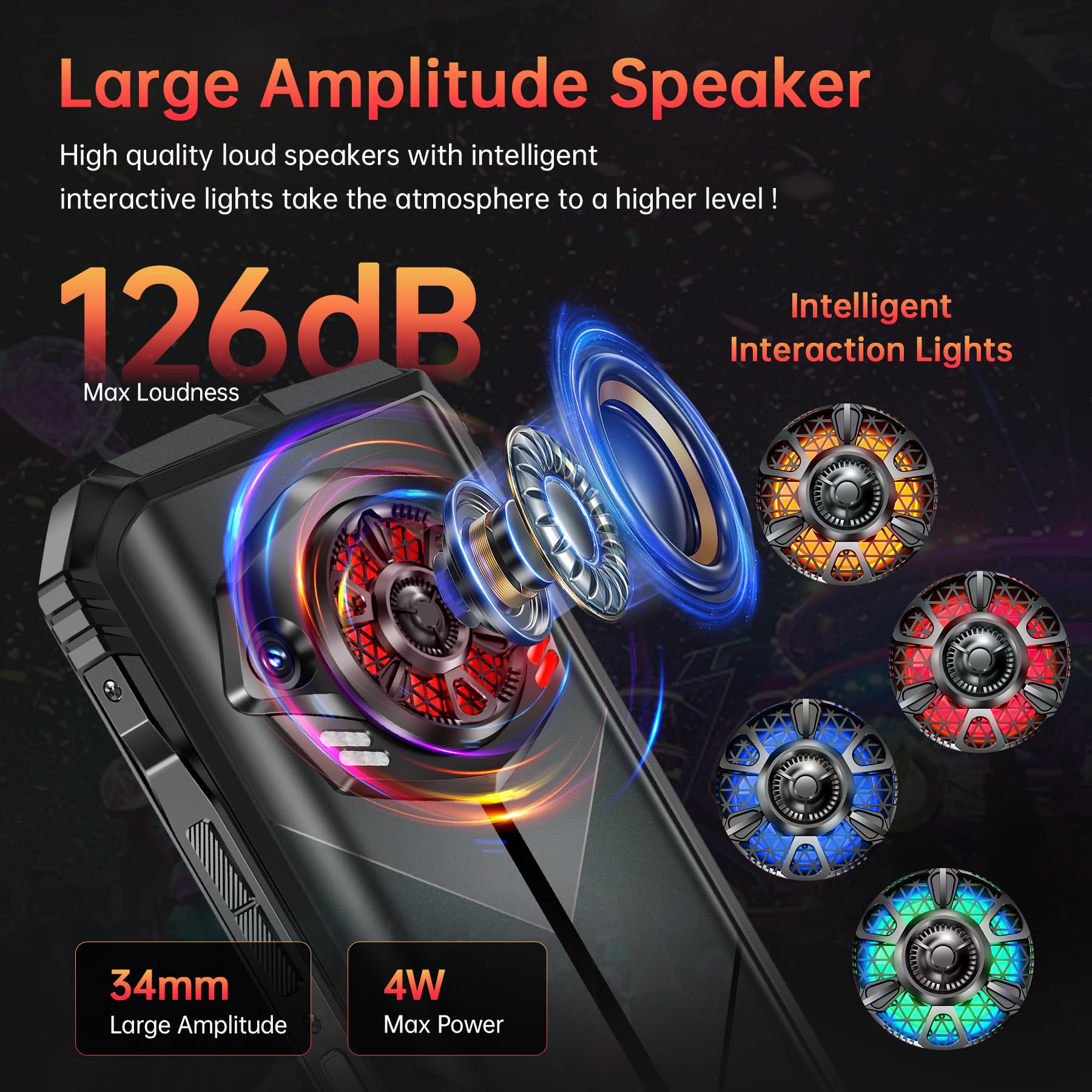 DOOGEE S Punk Rugged Smartphone Android 14 (2024), 16GB+256GB Telefono Indistruttibile, 126dB Speaker/LED Luci, 10800mAh(33W), 6.58" FHD+, 50MP Camera, 4G Dual SIM/NFC, IP68/IP69K Cellulare Antiurto