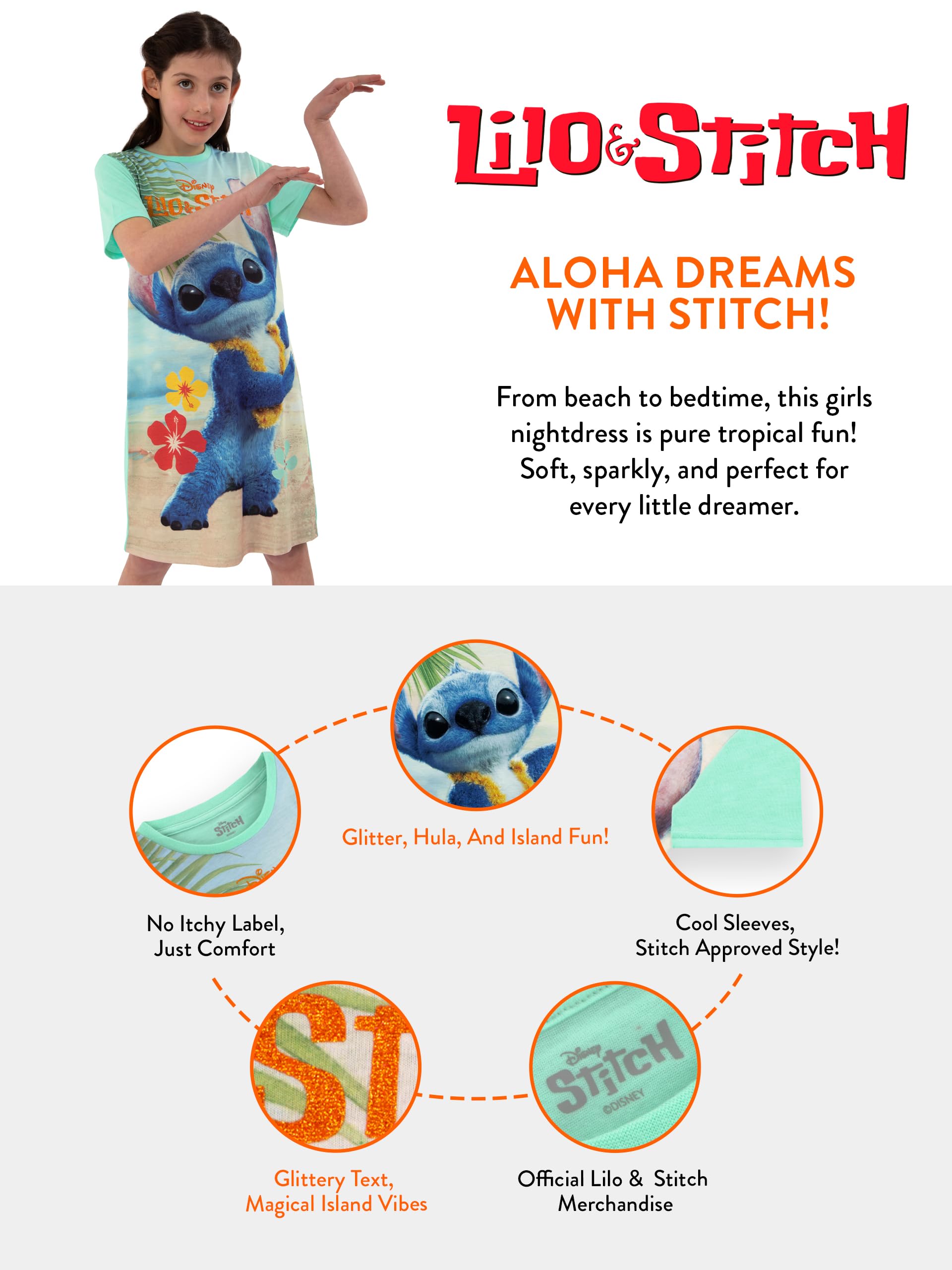 Disney Chemise De Nuit Fille Stitch, Chemises De Nuit Fille Manche Courte, Pyjama Lilo Et Stitch