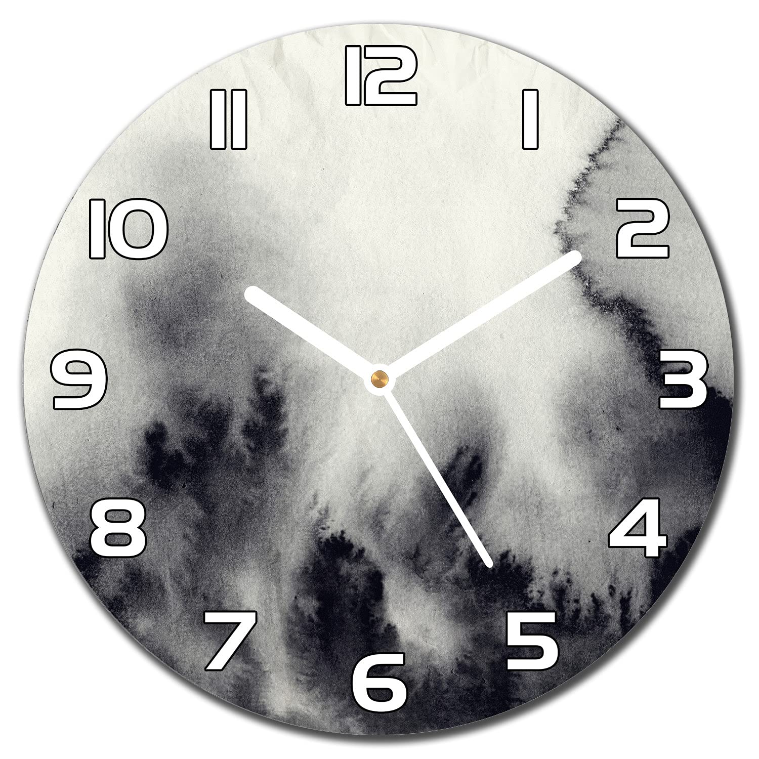 Horloge en verre cuisine salon lisible 30 cm horloge murale aiguilles blanches