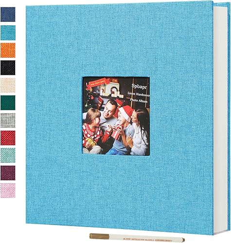 Spbapr Álbum de fotos grande autoadhesivo de 3 x 5, 4 x 6, 5 x 7, 8 x 10 pulgadas, 40 páginas en blanco, cubierta de lino, álbum de bricolaje con un