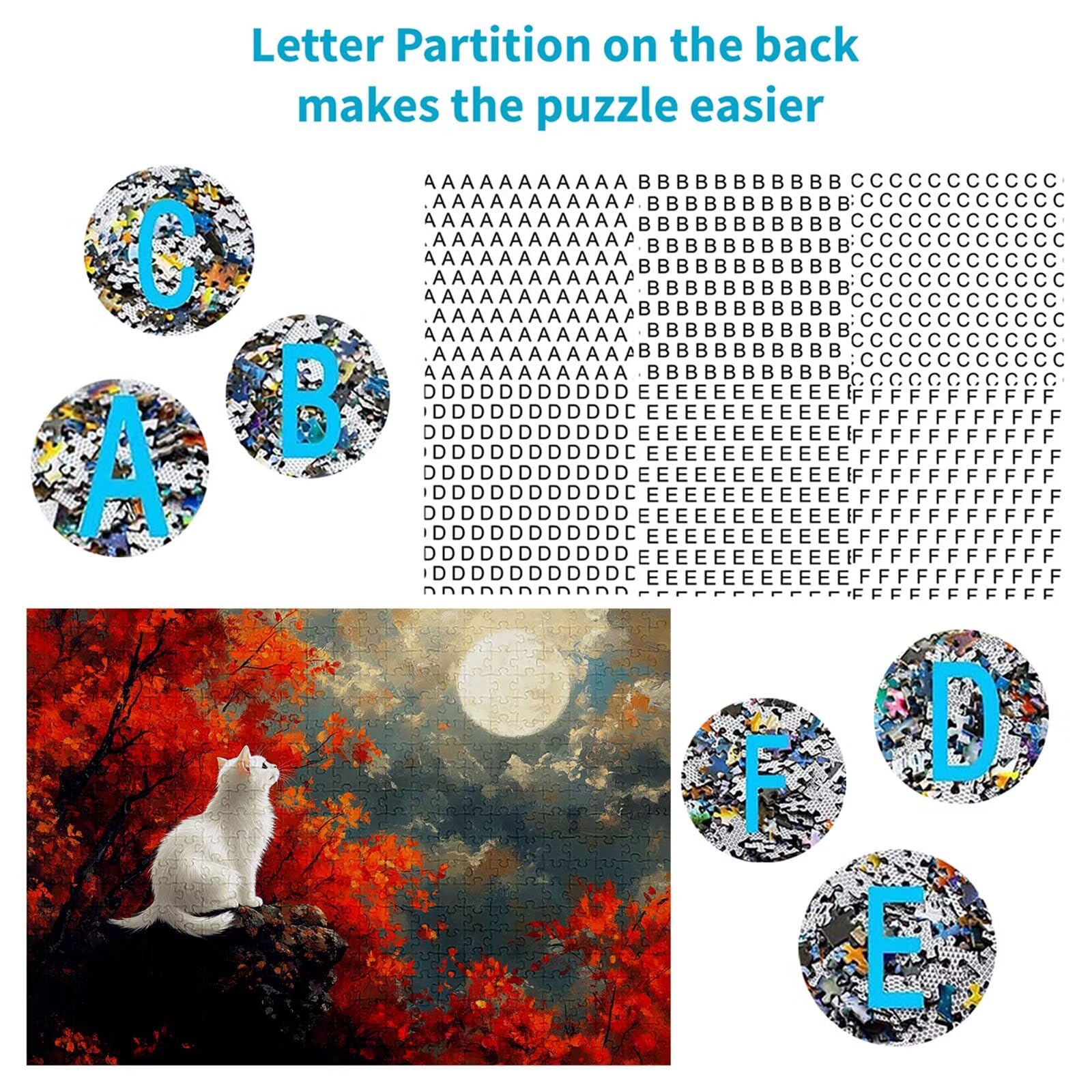 Puzzle 3000 elementów kot puzzle dla dorosłych księżyc 122 x 81 cm Unikalne rzemiosło klasyczne 3D drewniana układanka do rodzinnych gier aktywnych, układanka do samodzielnego wykonania nawet do