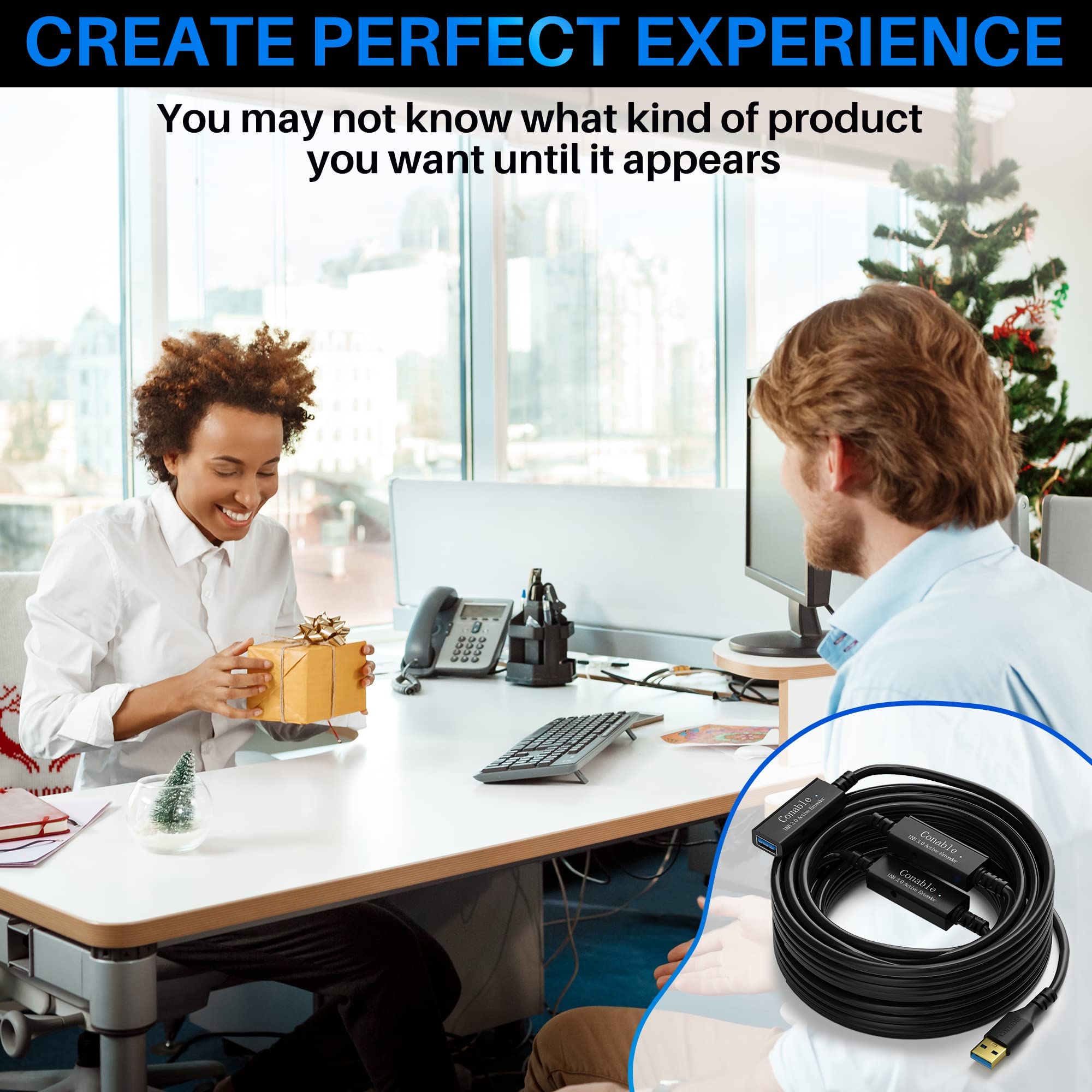Cable de extensión activo USB 3.0 de 75 pies, cable extensor USB tipo A macho a hembra, 3 chips inteligentes de refuerzo de señal integrados, transferencia de 5 Gbps, cable de extensión USB negro con