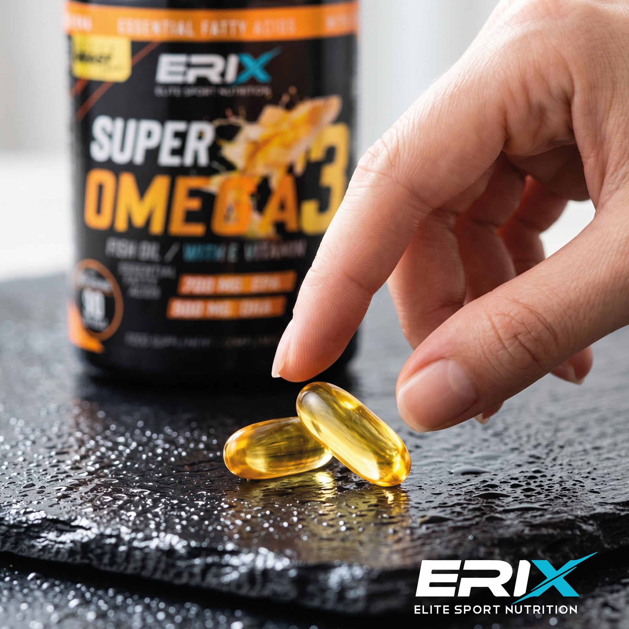 ERIX Nutrición Super Omega 3 Alta Concentración 2000mg - Pack de 2 (180 Perlas) - 700mg EPA y 500mg DHA - Suministro para 3 Meses - Máxima Pureza con Vitamina E - Nutrifight