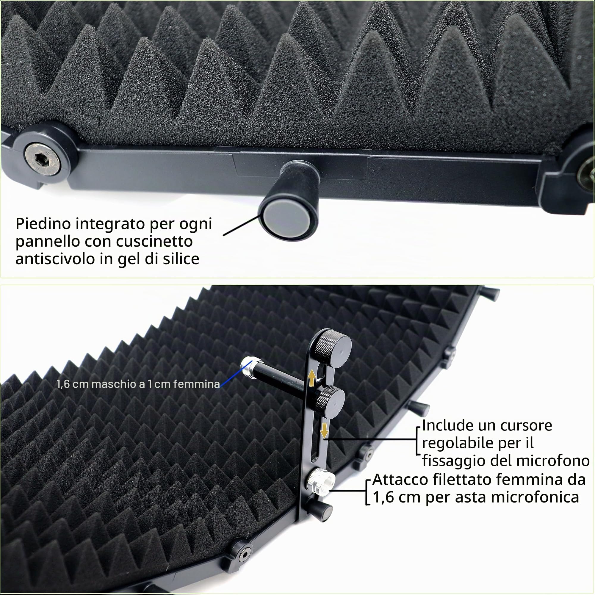 Tlingt Supporto Microfono Isolamento Shield, Scudo Acustico, Microfono di Registrazione Studio Pannello Isolamento Sia per Supporto Supporto o Piano Tavolo Nero, 5 Pannelli