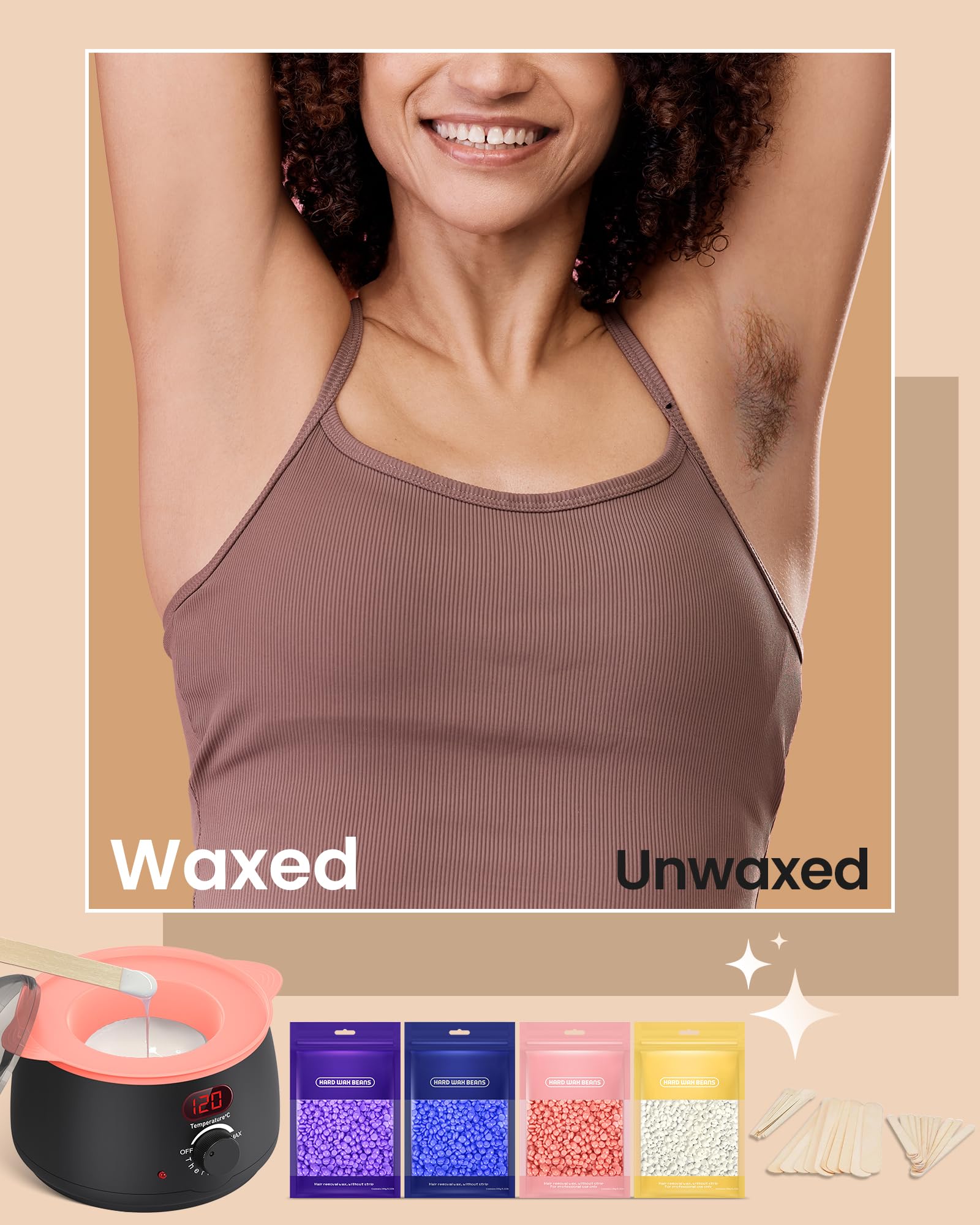 Waxing Set Wachs Haarentfernung Gesicht Körper: Wax Maschine Wachswärmer mit Silikon-Schale, 400g Wax zur haarentfernung, Warmwachs haarentfernung set