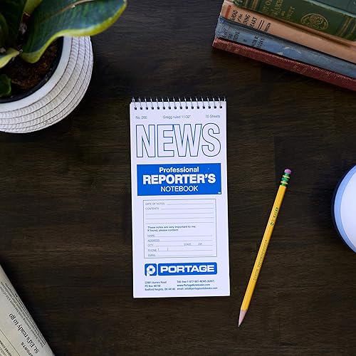 Miniatura 5 de Cuaderno del Portage Reporter, # 200 Gregg de rayas, 70 hojas, 4" x 8", Blanco