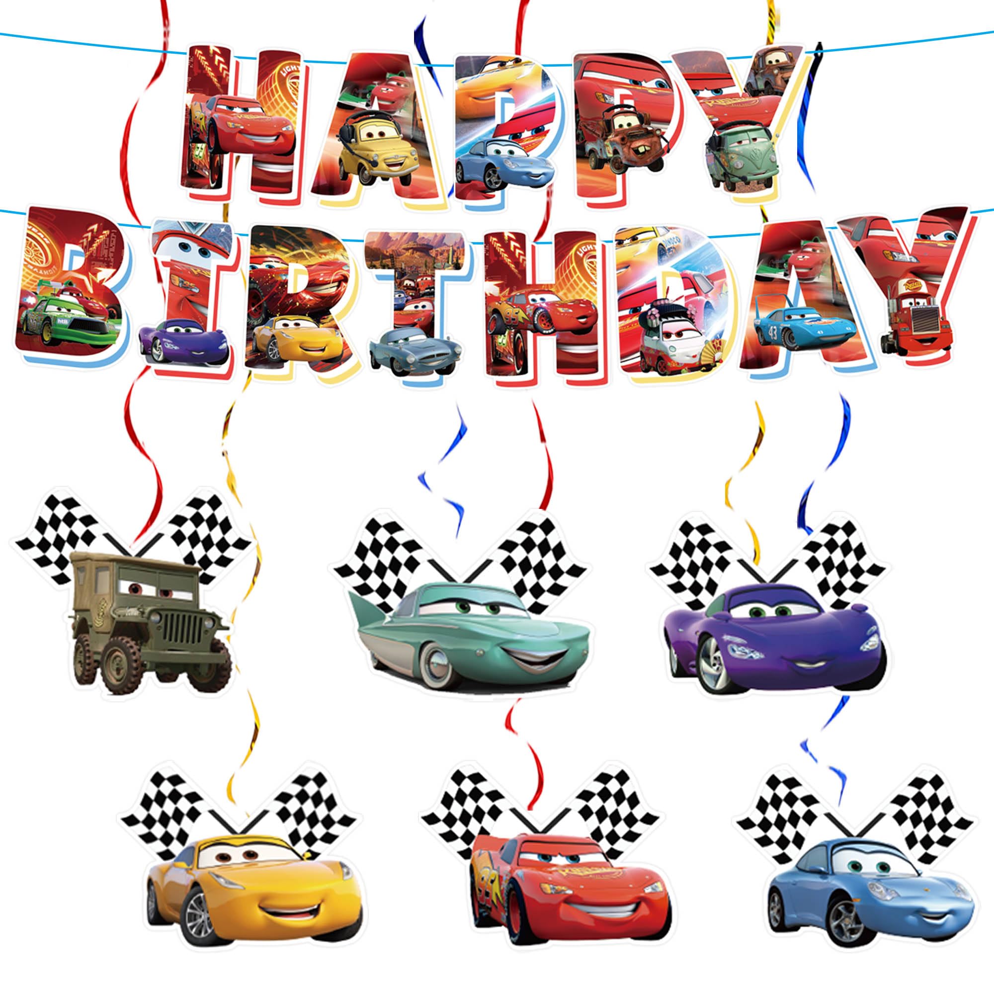 Elegant Birthday Banner and Hanging Swirls – Happy Birthday Banner with Swirls for Adult Theme Decorations Party Hanging Decorations