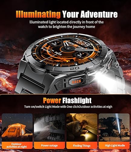 Miniatura 5 de SUNKTA Reloj inteligente militar para hombre, batería de 600 mAh, pantalla AMOLED de 1.6 pulgadas, relojes inteligentes impermeables de 5 ATM