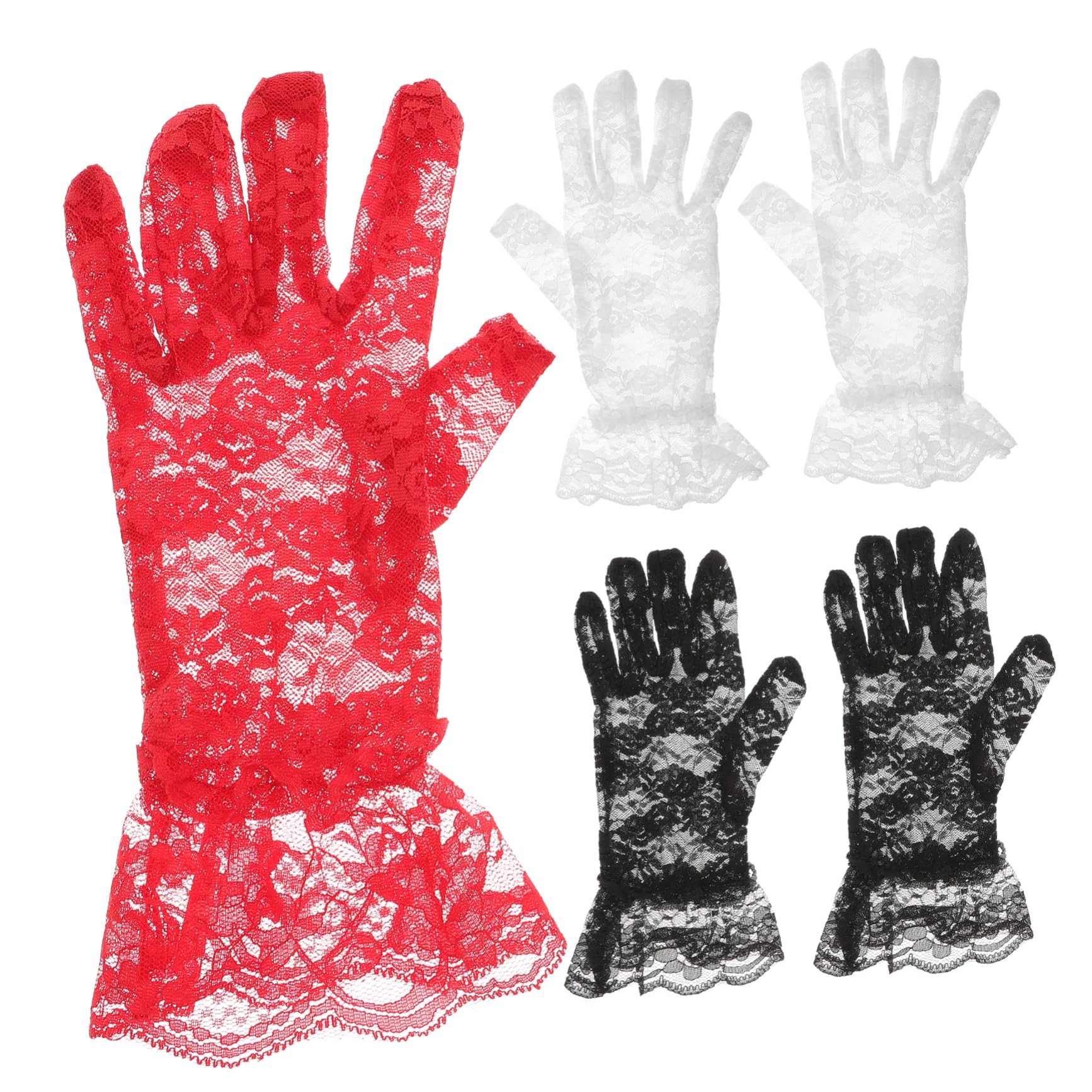 CALLARON Guantes De Encaje White Gloves Guante De Encaje De Boda Traje Guantes De Fiesta De Té Guante De Encaje Para Fiesta De Noche Cordón