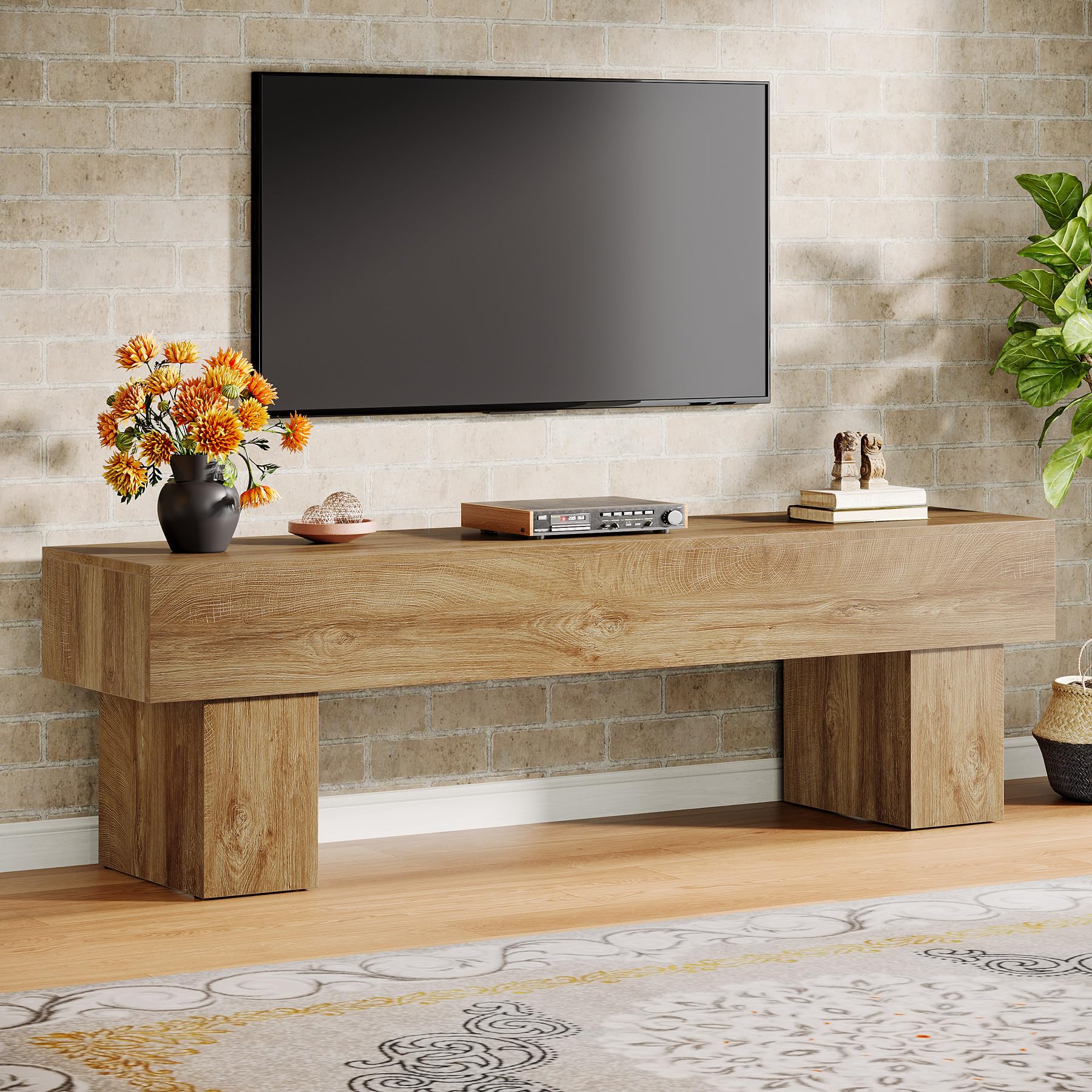 Tribesigns Mobile TV da 160 cm, mobile multimediale in stile rustico, mobile TV basso per soggiorno, Tavolino Porta TV lungo per televisori da 55/60/65 pollici