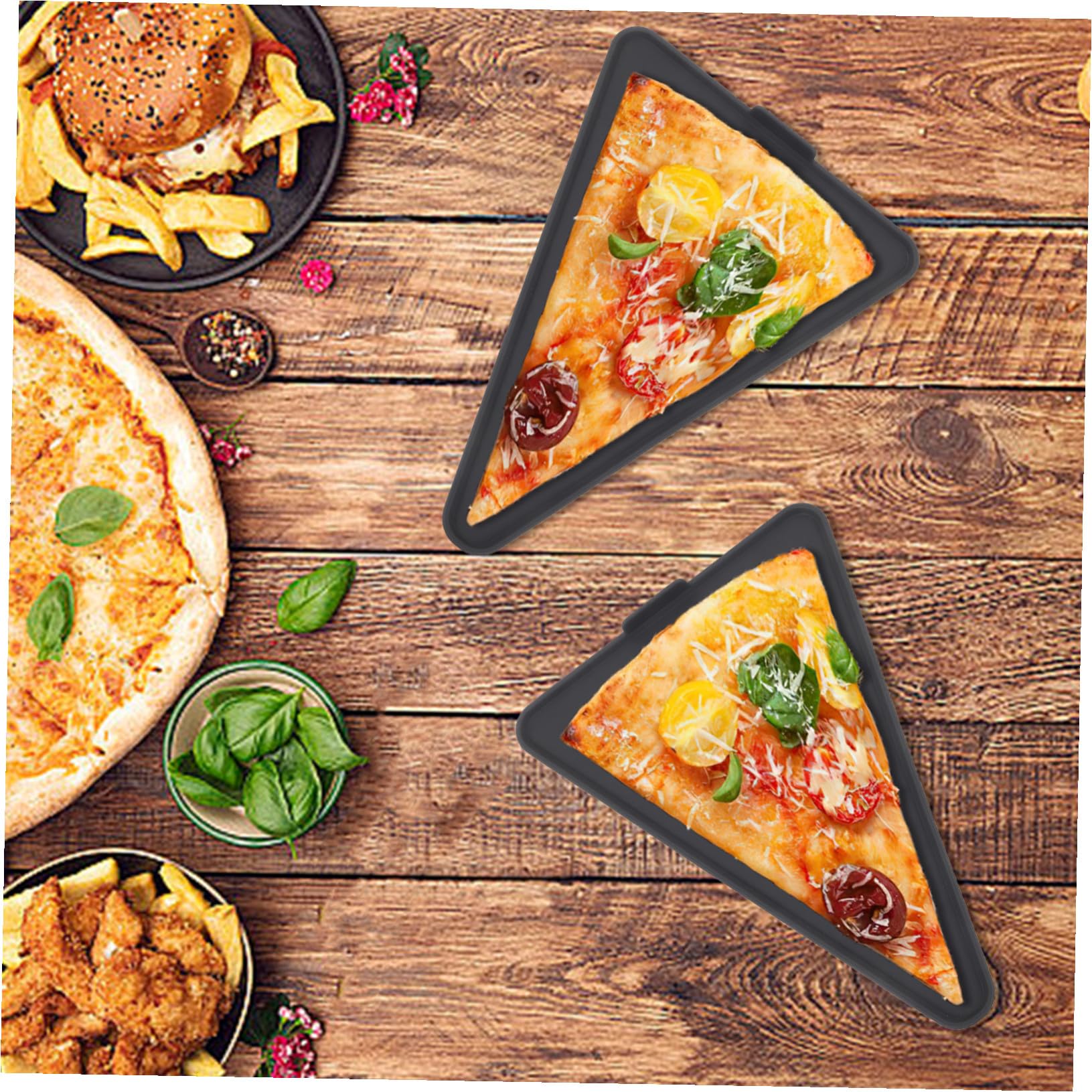 TOYANDONA Mikrowellengeeigneter Pizzabehälter Silikon-servierplatte für Pizzareste Pizzastückbehälter Wiederverwendbarer Aufbewahrungskasten für Sandwiches und Gebäck