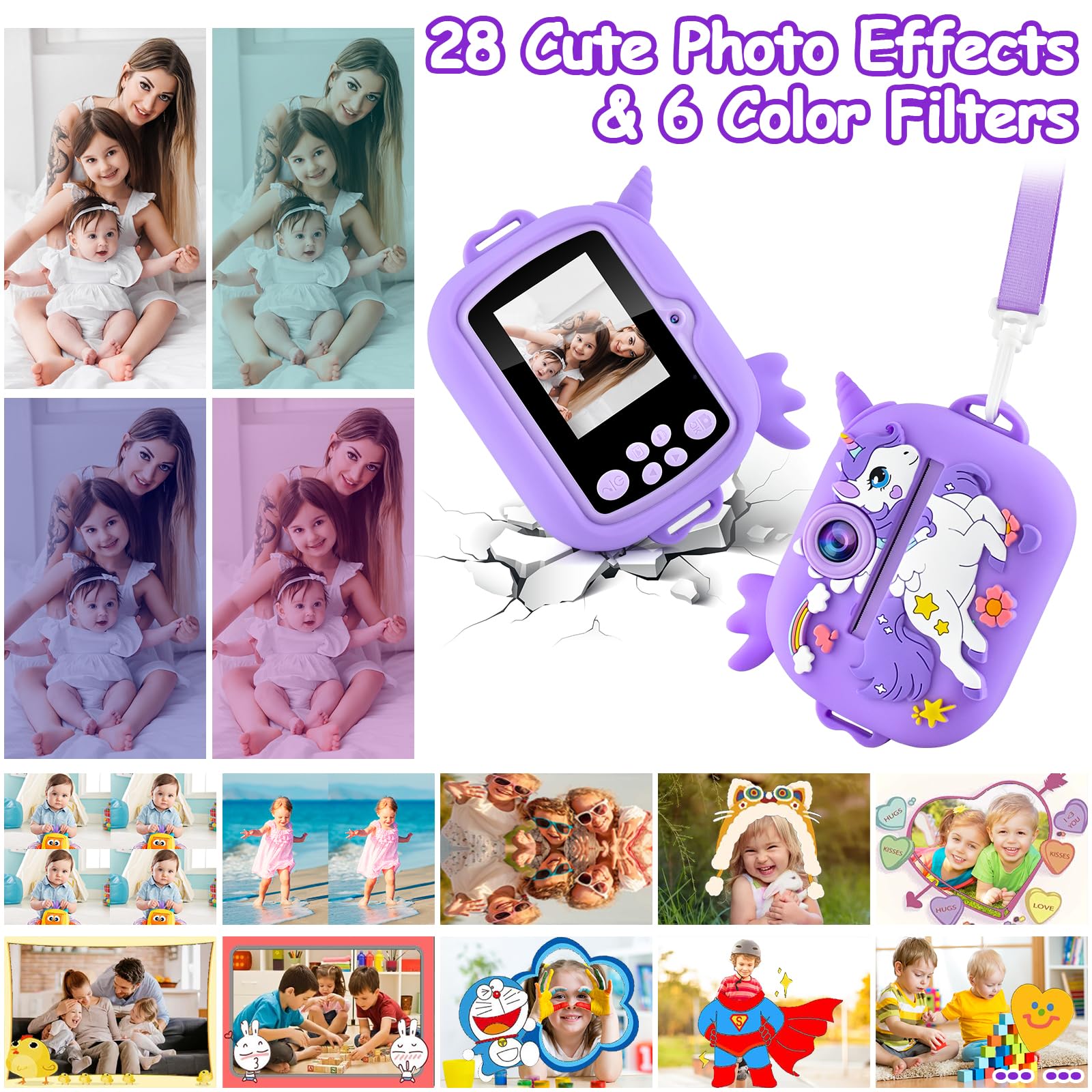 Kids Video Camera Kind Camera Instant Print Camera Voor Kinderen Ver... -  Grandado Kids Camera, image size:1600x1600