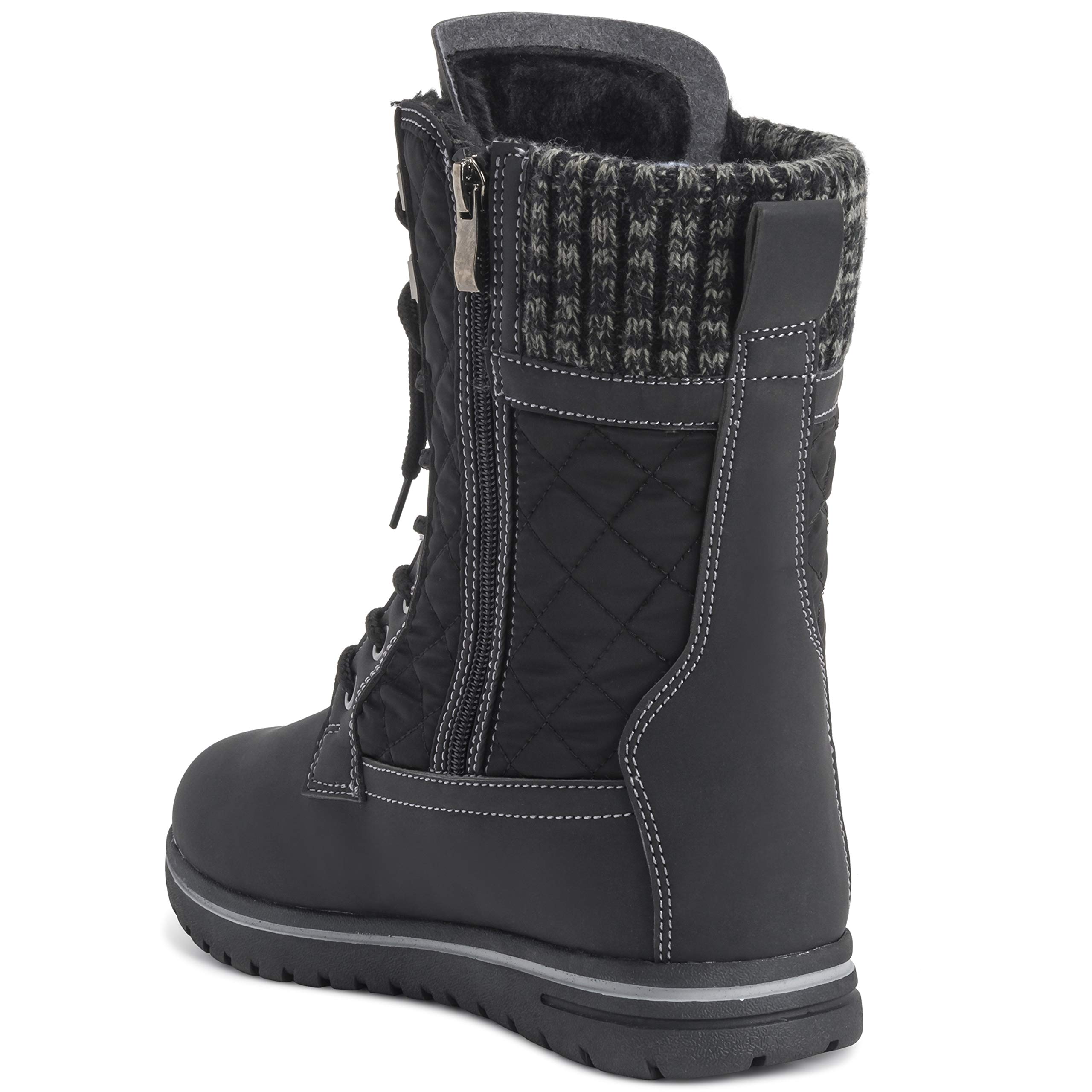 Polar Boot Womens Quilted Short Snow Winter Faux Fur Warm Durable Waterproof Boots - 9 - BLK42 AYC0525
