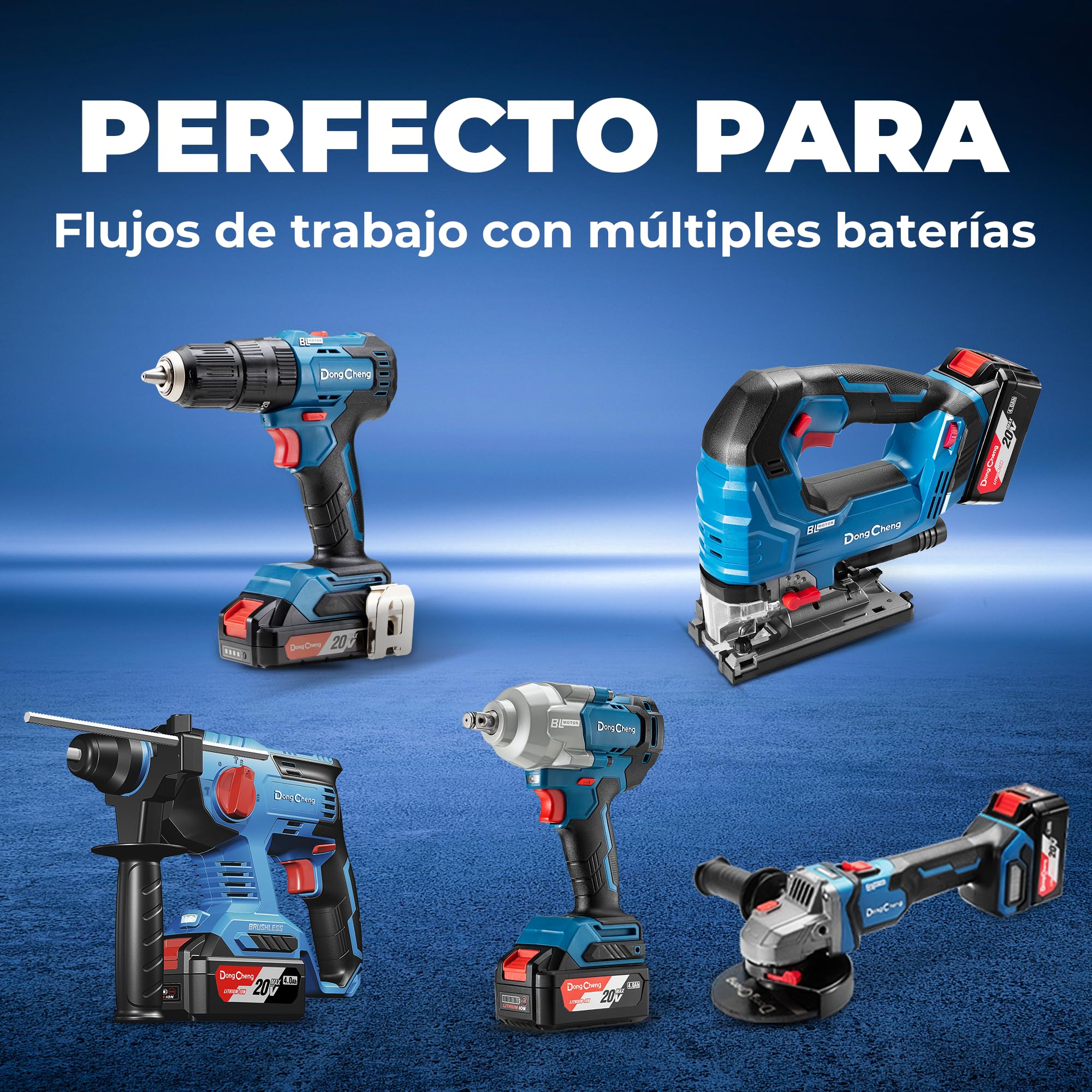 Dongcheng FFCL2040-2 - Cargador doble de iones de litio (18 V (40 V máx.)